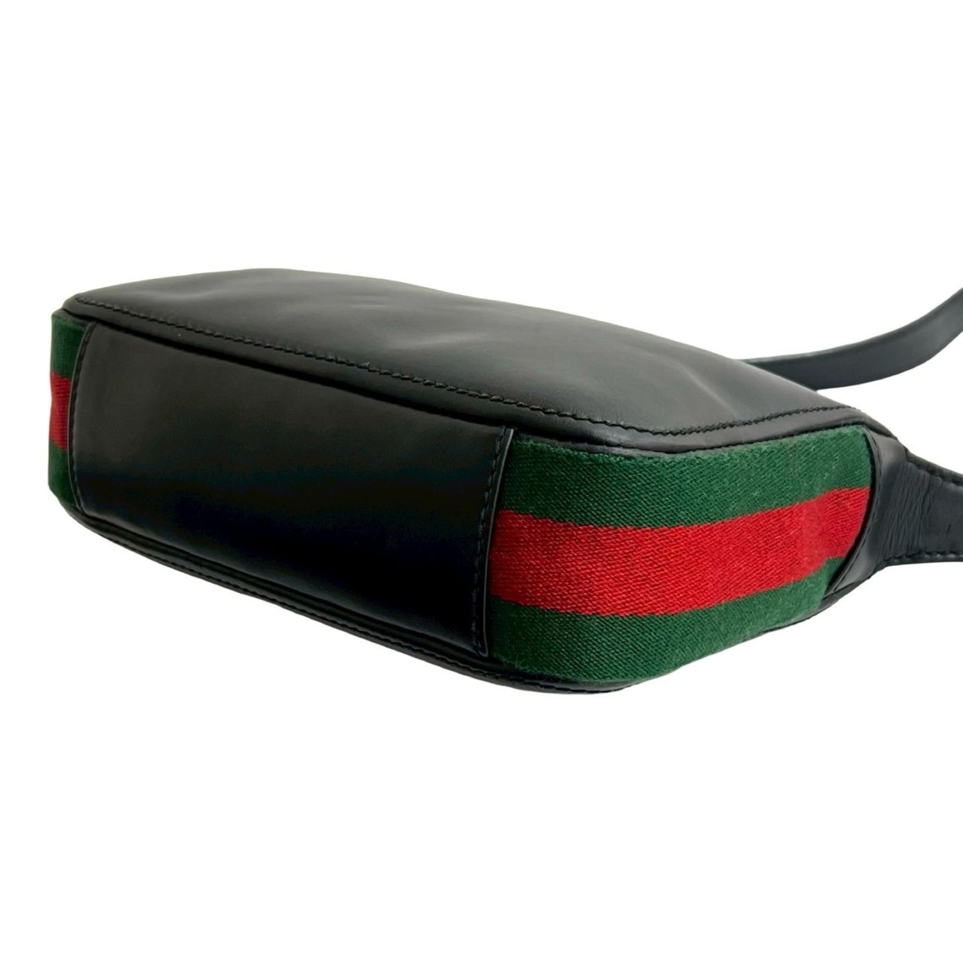 Gucci Black Green Red Color Leather Pochette Shoulder Bag