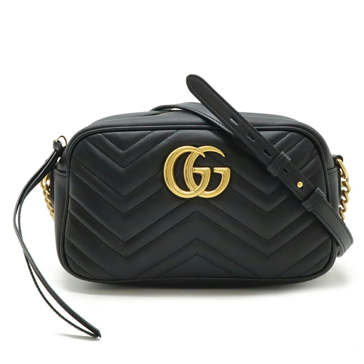 Gucci Gg Marmont Black Leather Pochette Shoulder Bag