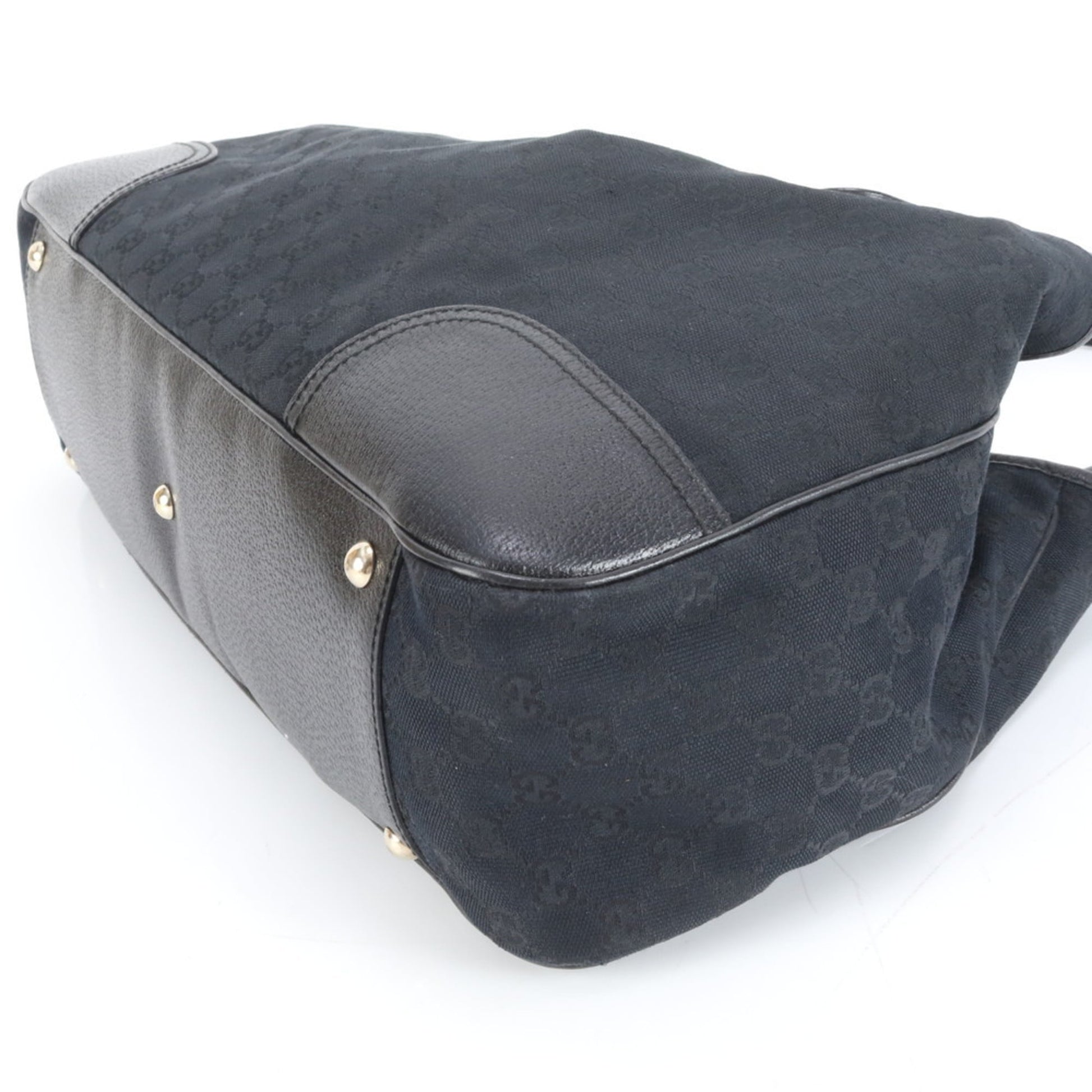 Gucci Black Leather Canvas Tote Bag