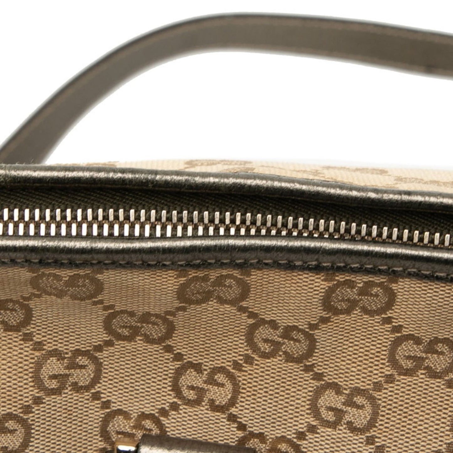 Gucci Beige Brown Canvas Leather Shoulder Bag