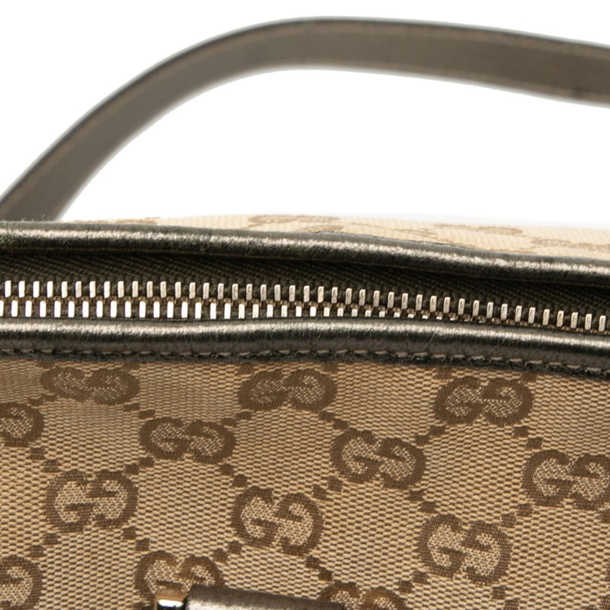 Gucci Beige Brown Canvas Leather Shoulder Bag