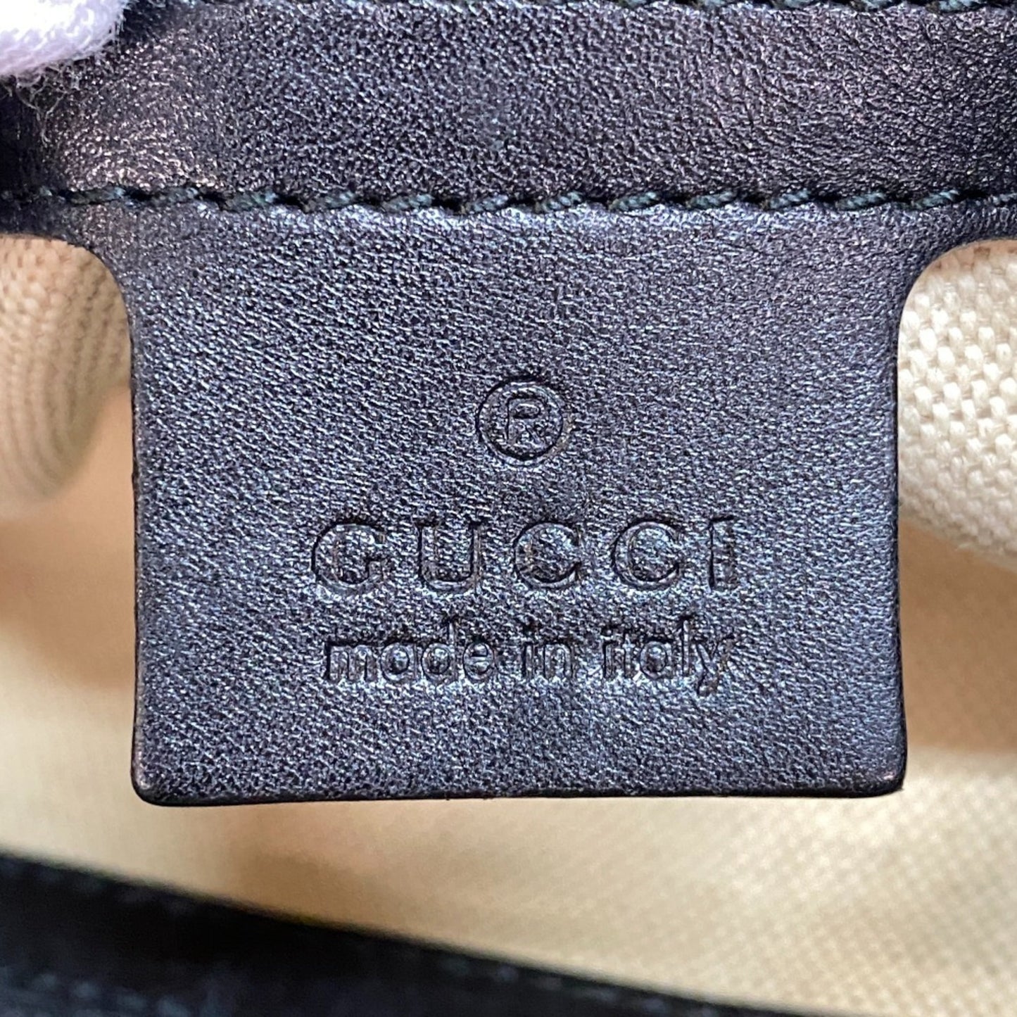 Gucci Beige Black Pvc Leather Tote Bag