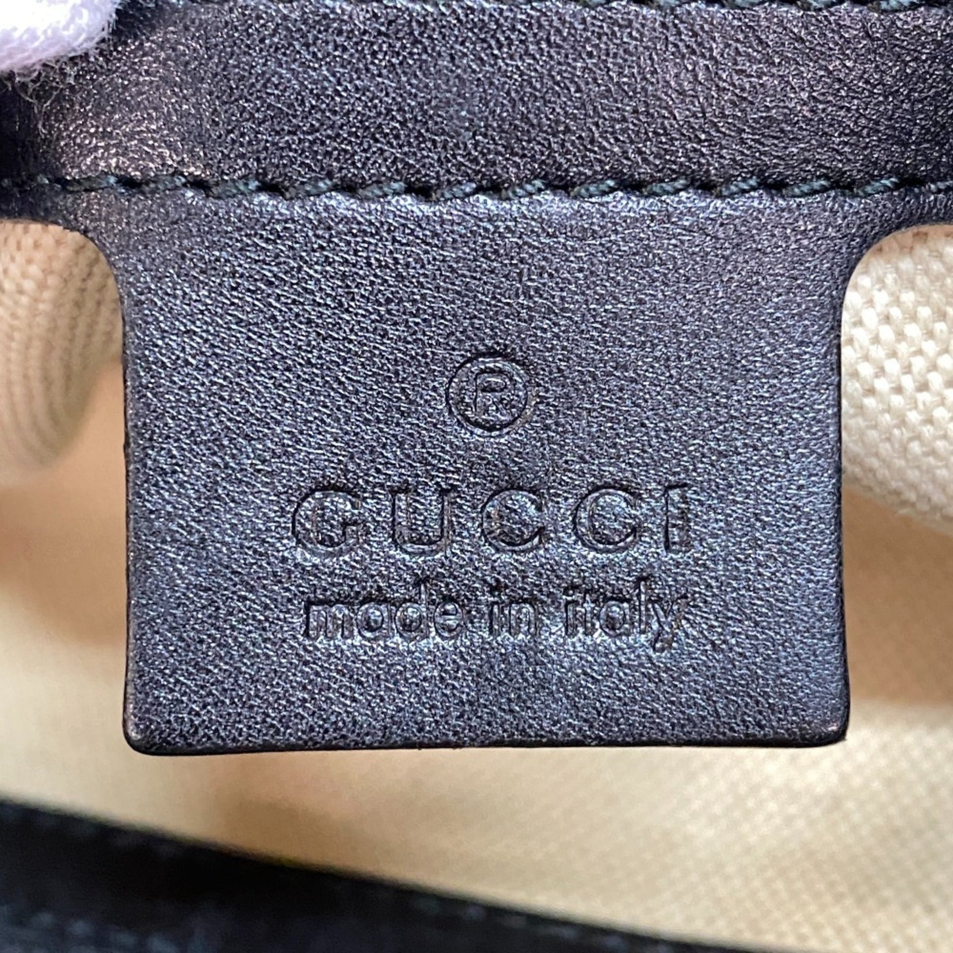 Gucci Beige Black Pvc Leather Tote Bag