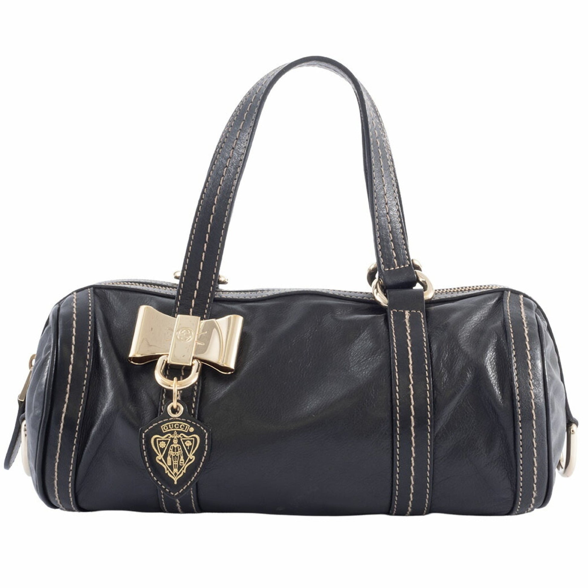 Gucci Hysteria Black Leather Boston Bag