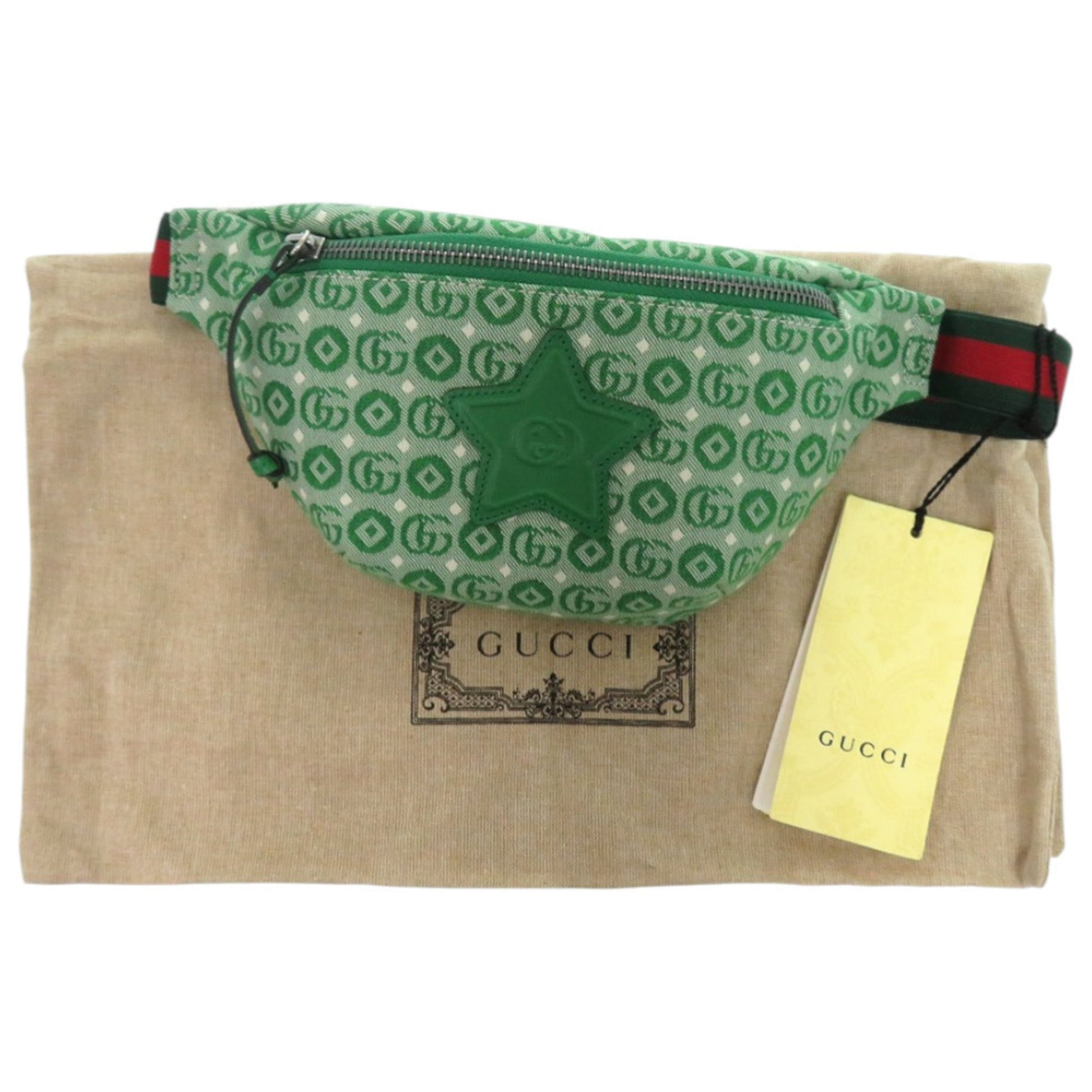 Gucci Green Red Color Canvas Leather Fanny Pack Pouch