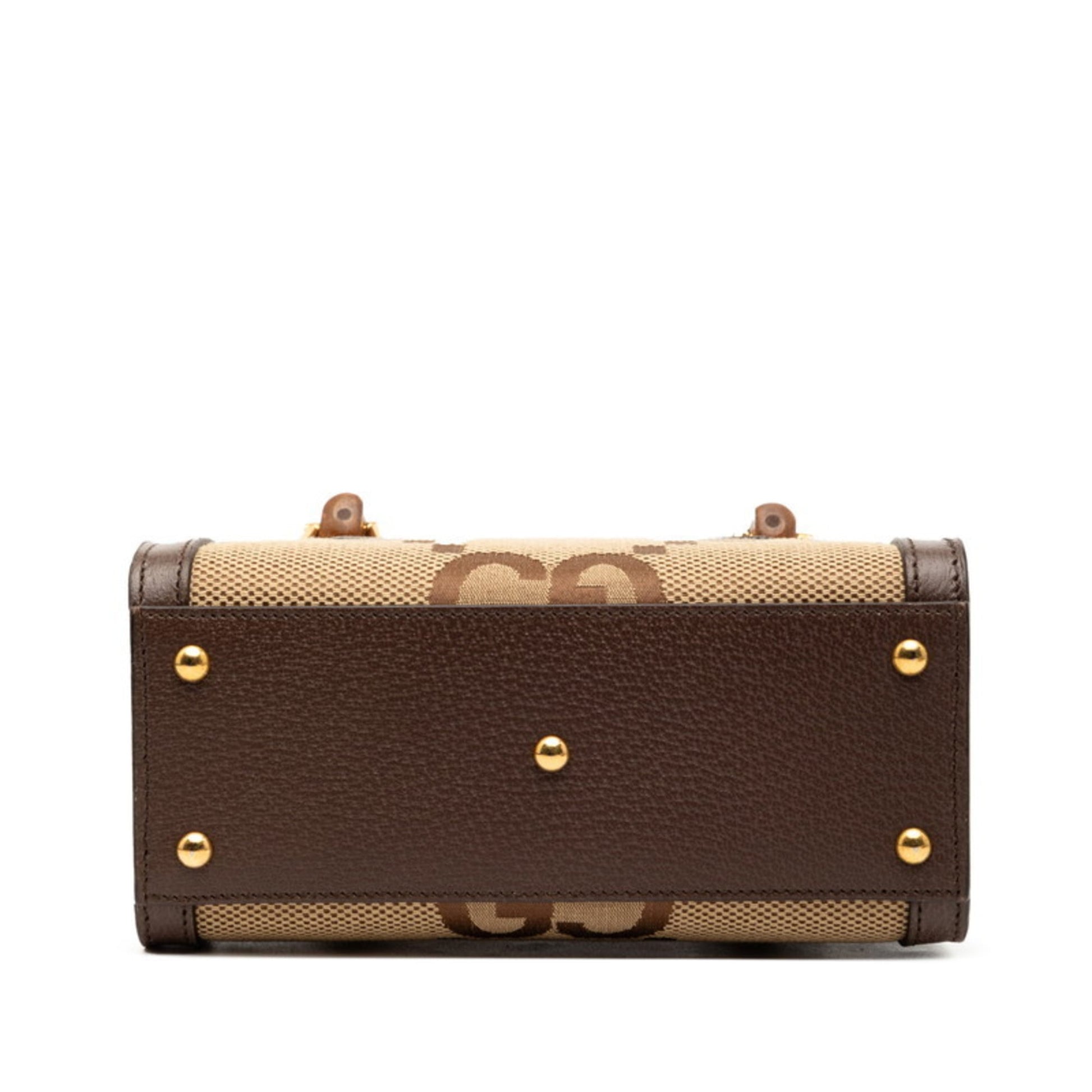 Gucci Brown Canvas Leather Handbag Shoulder Bag