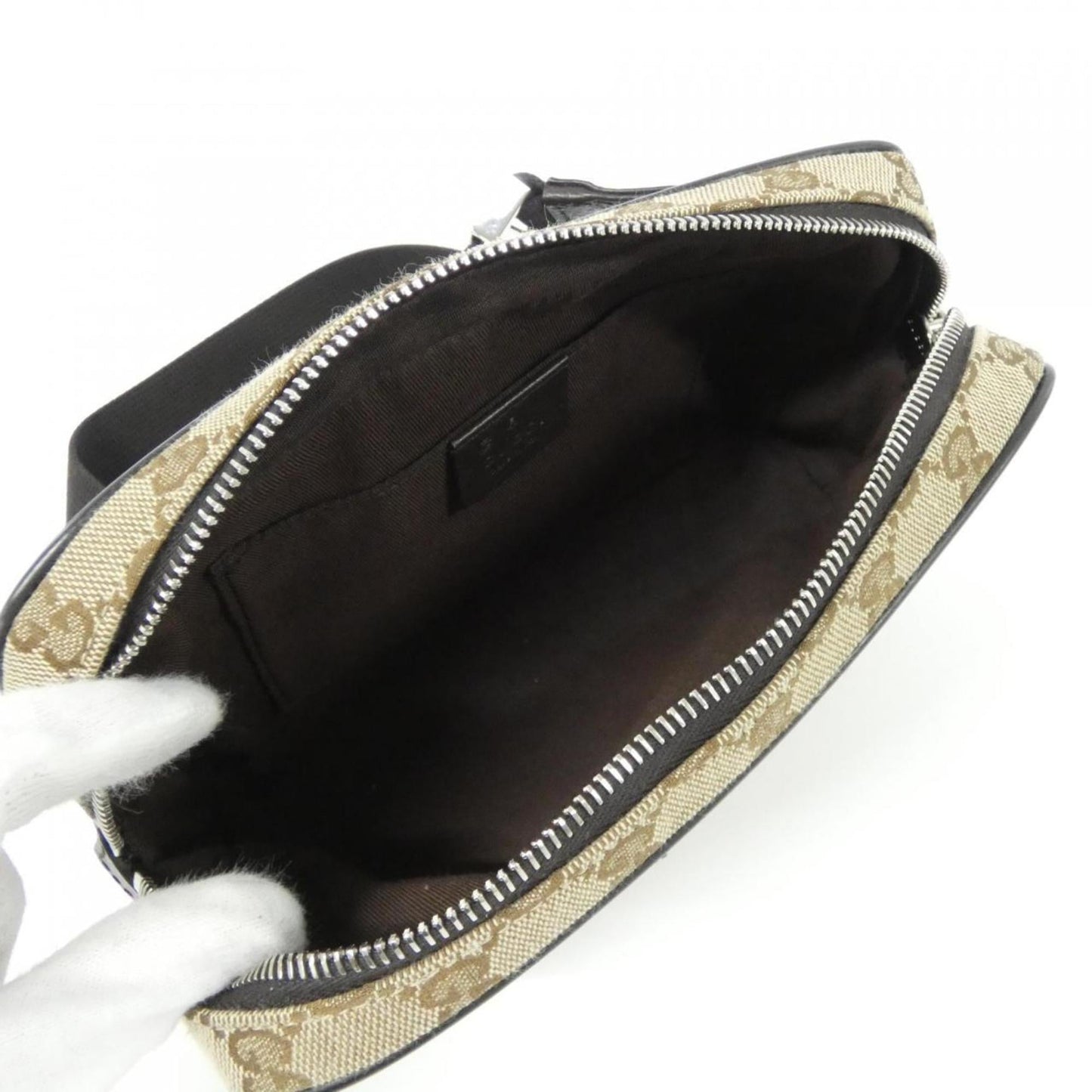 Gucci Beige Brown Gg Canvas Leather Fanny Pack