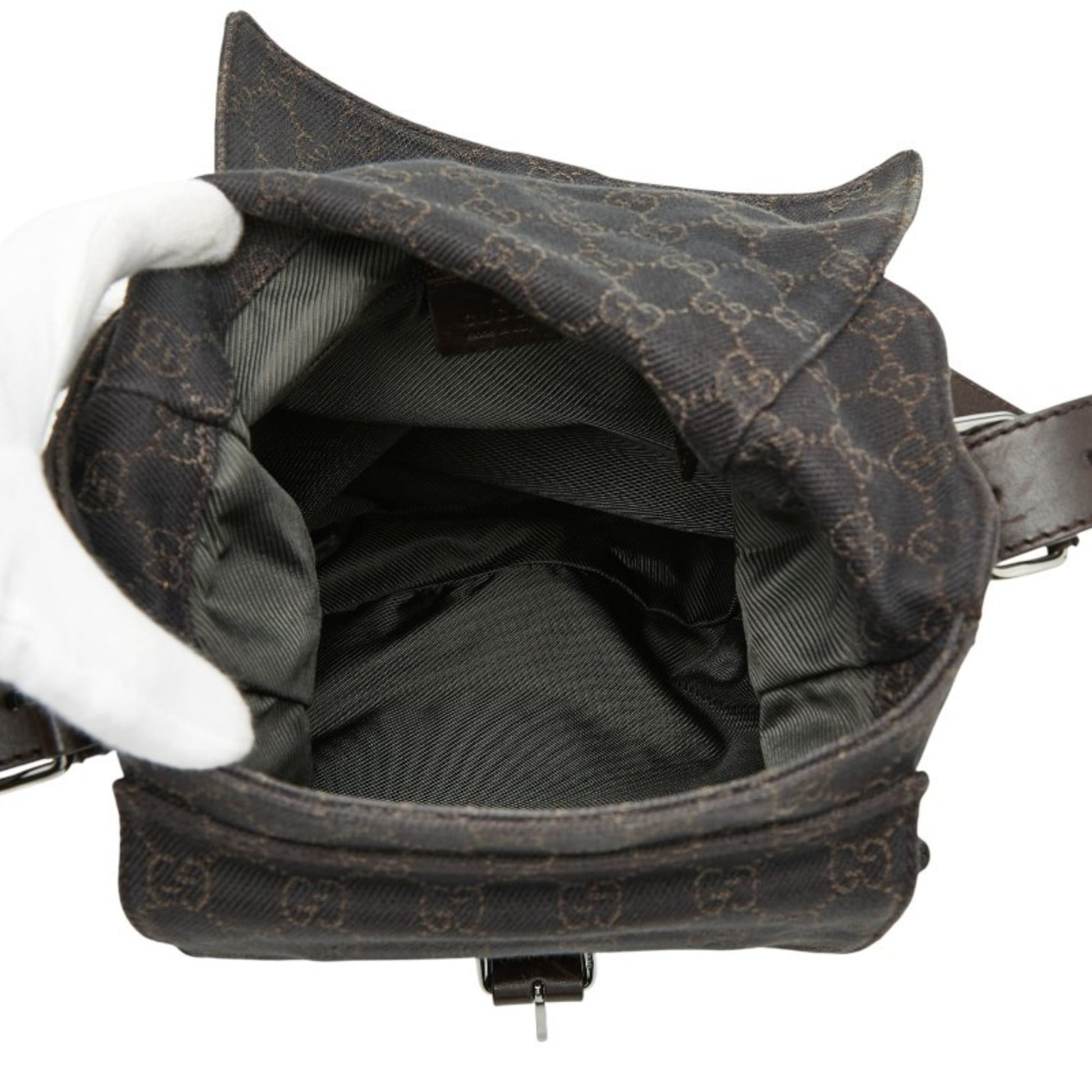 Gucci Brown Canvas Leather Shoulder Bag