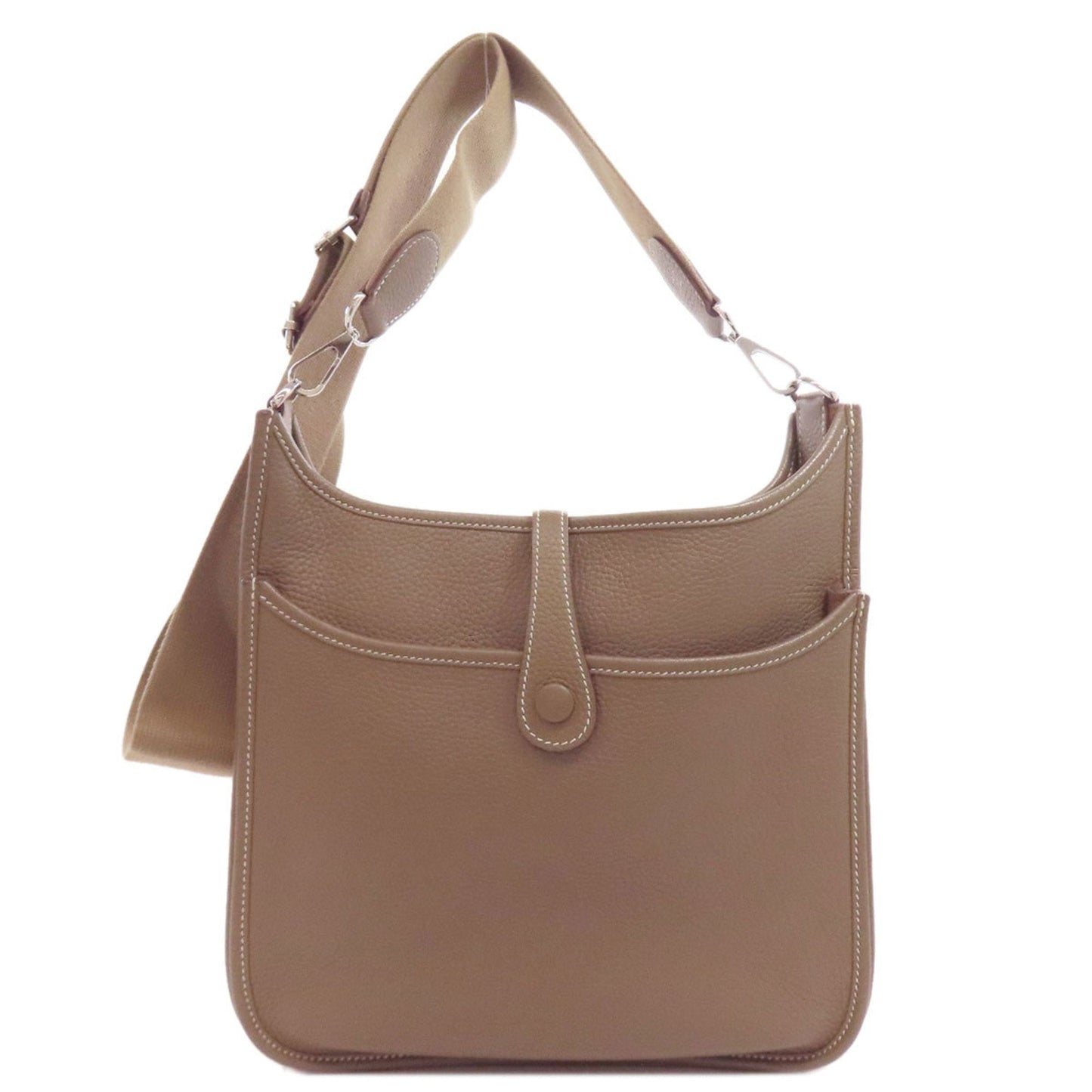 Hermes Etoupe Taurillon Clemence Shoulder Bag Leather Brown Gray Shoulder Bag 9