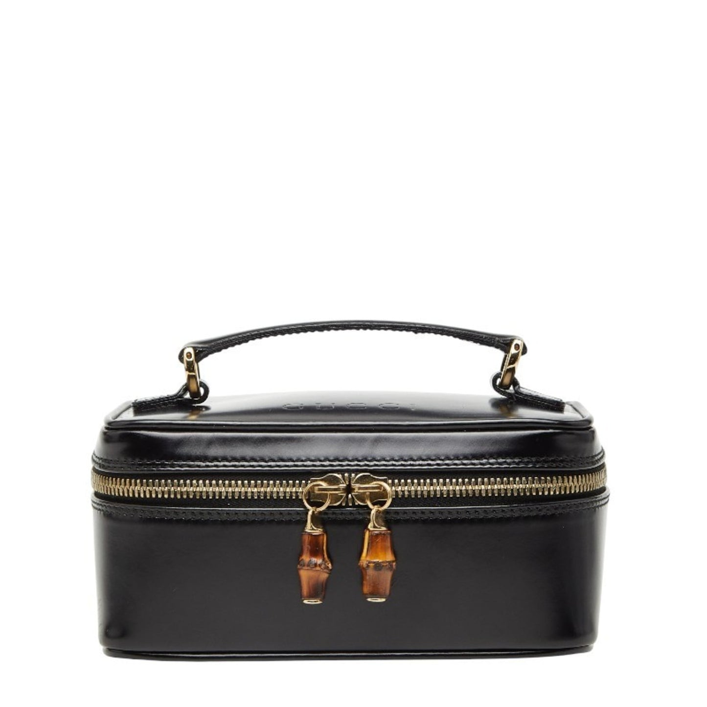 Gucci Black Leather Handbag Vanity Bag
