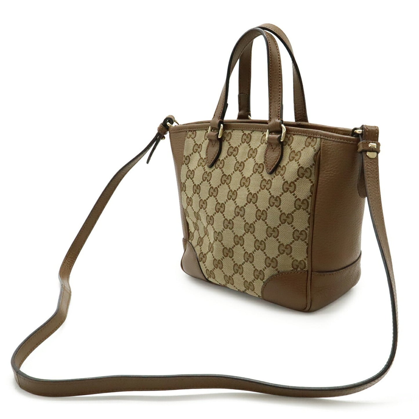 Gucci Beige Beige Brown Brown Gg Canvas Leather Handbag Shoulder Bag