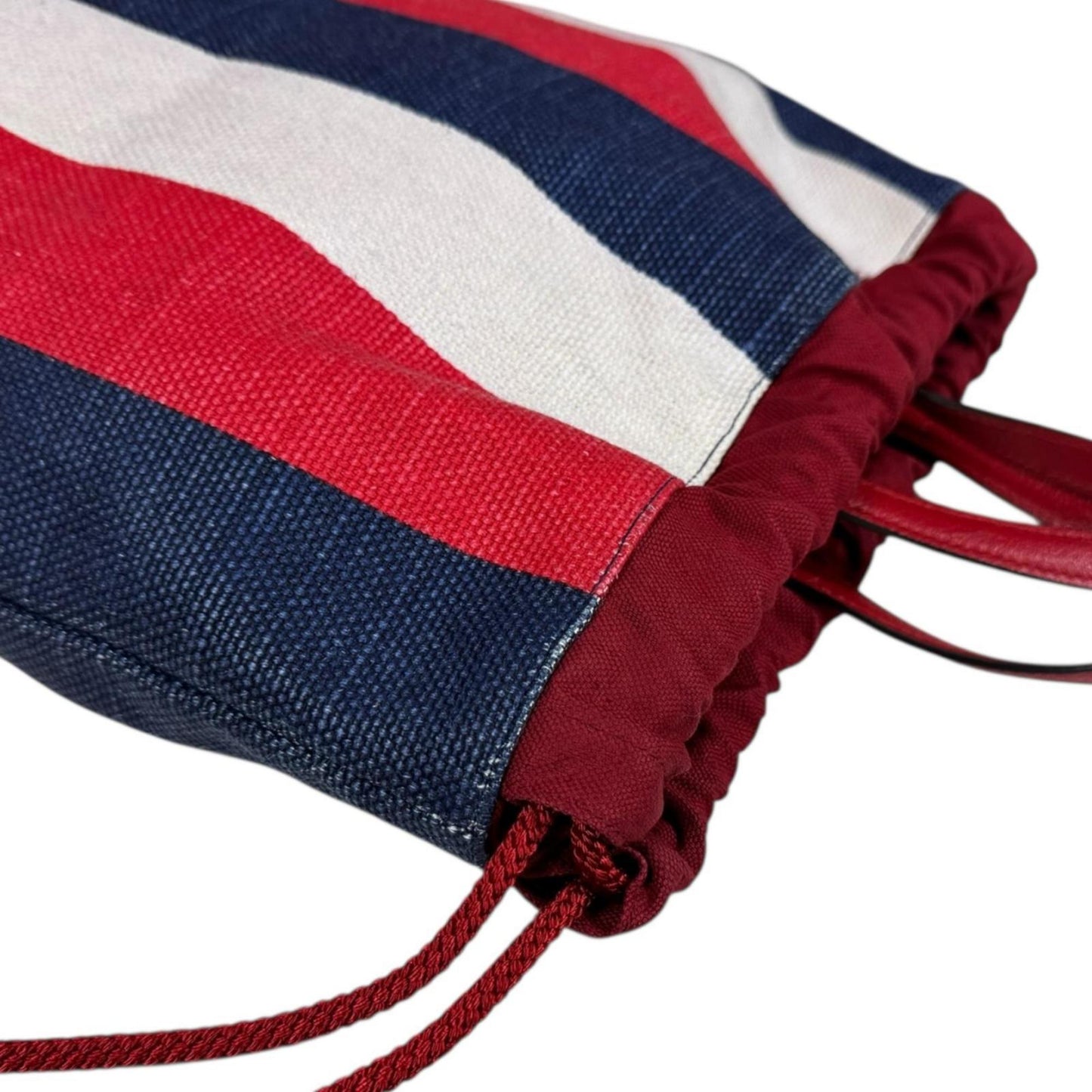 Gucci Blue Red Color White Canvas Leather Backpack