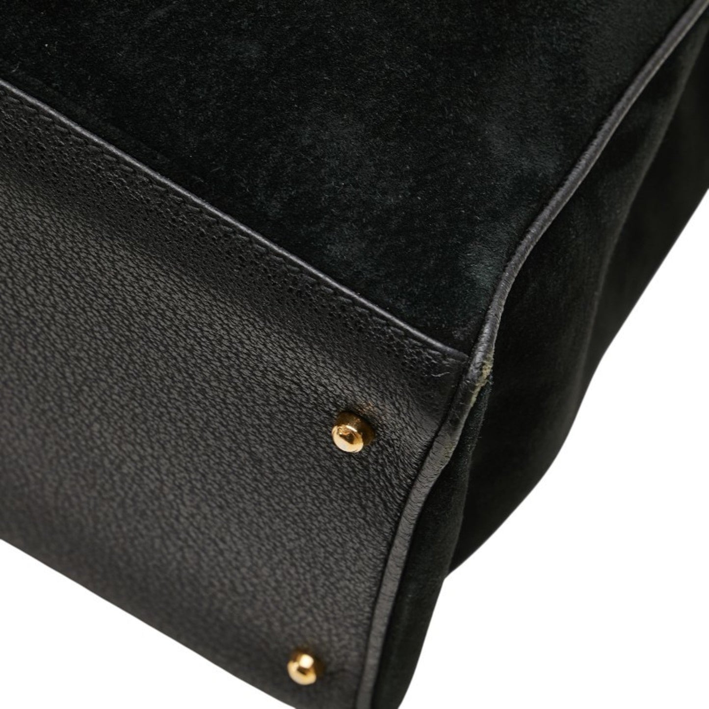 Gucci Bamboo Black Suede Leather Shoulder Bag Tote Bag