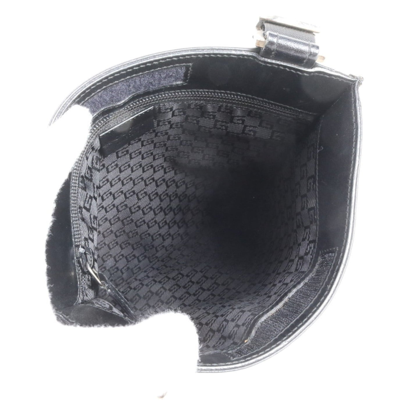 Gucci Black Leather Nylon Shoulder Bag