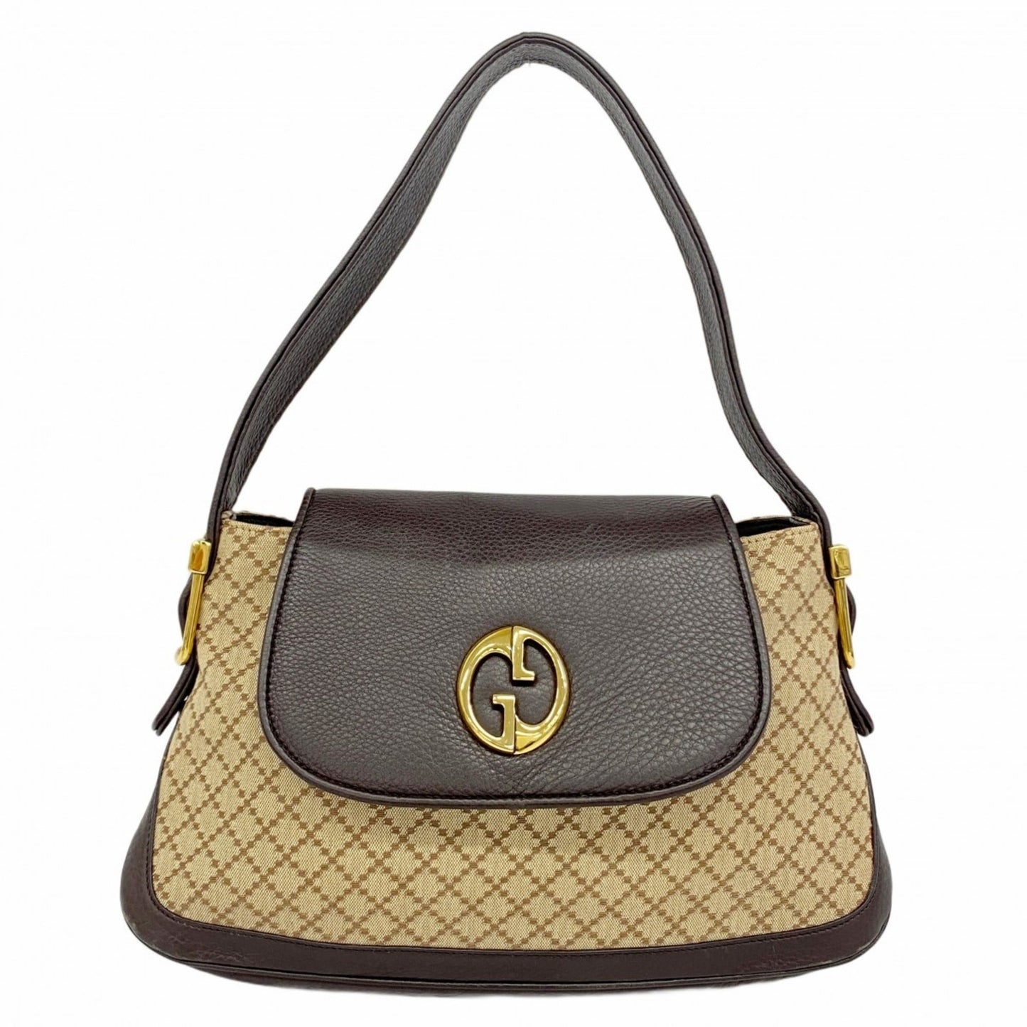 Gucci Brown Canvas Leather Shoulder Bag