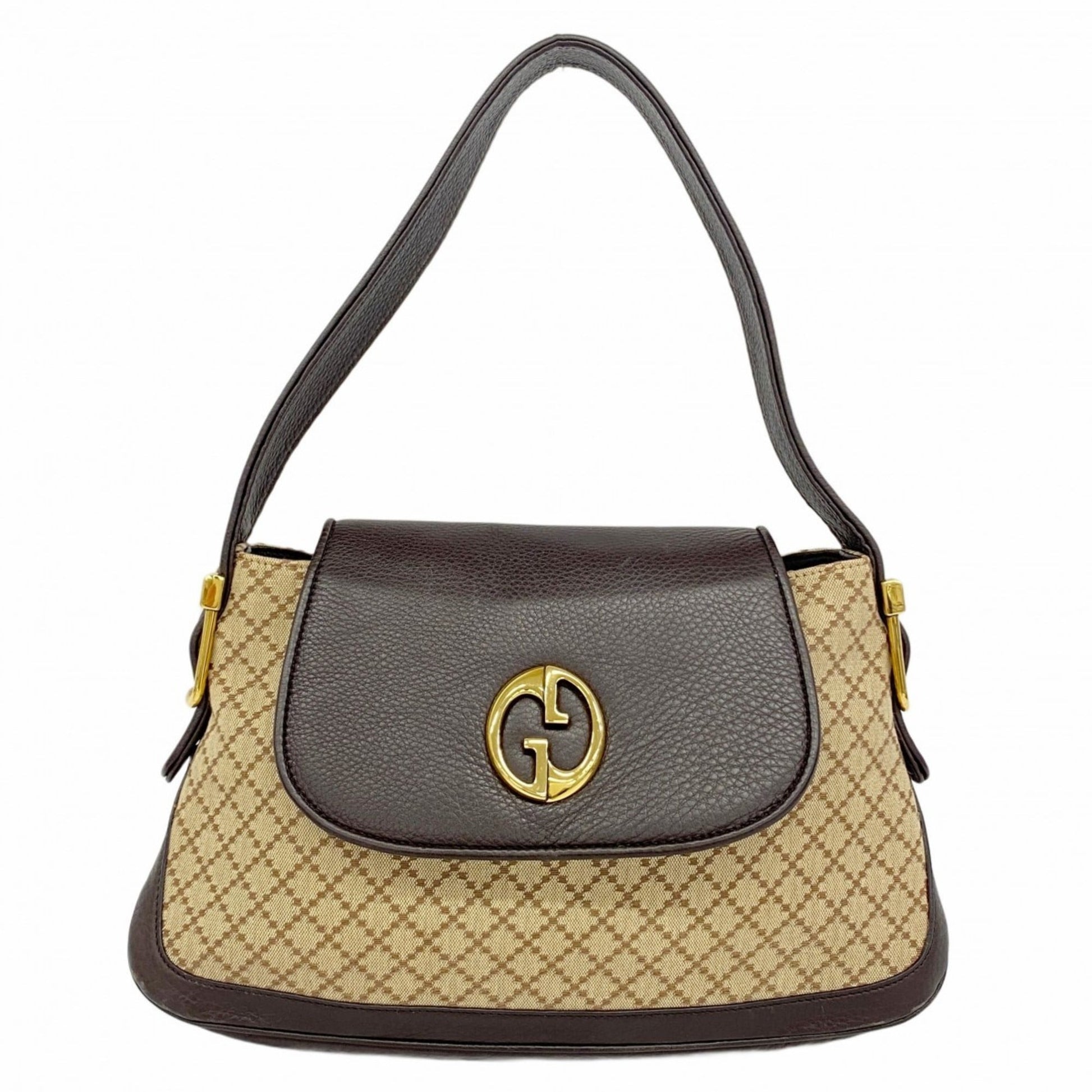 Gucci Brown Canvas Leather Shoulder Bag