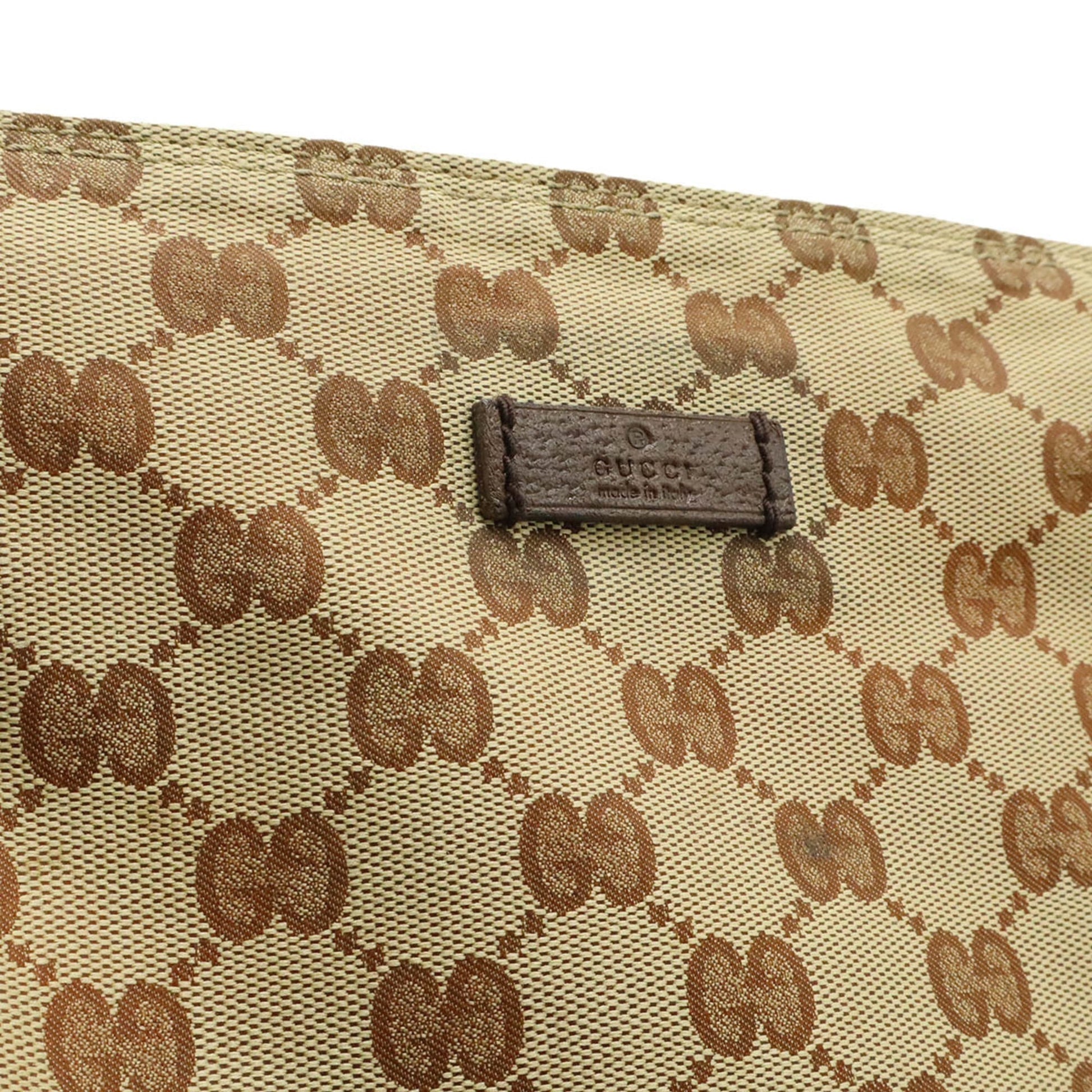 Gucci Beige Black Brown Dark Brown Nylon Canvas Shoulder Bag