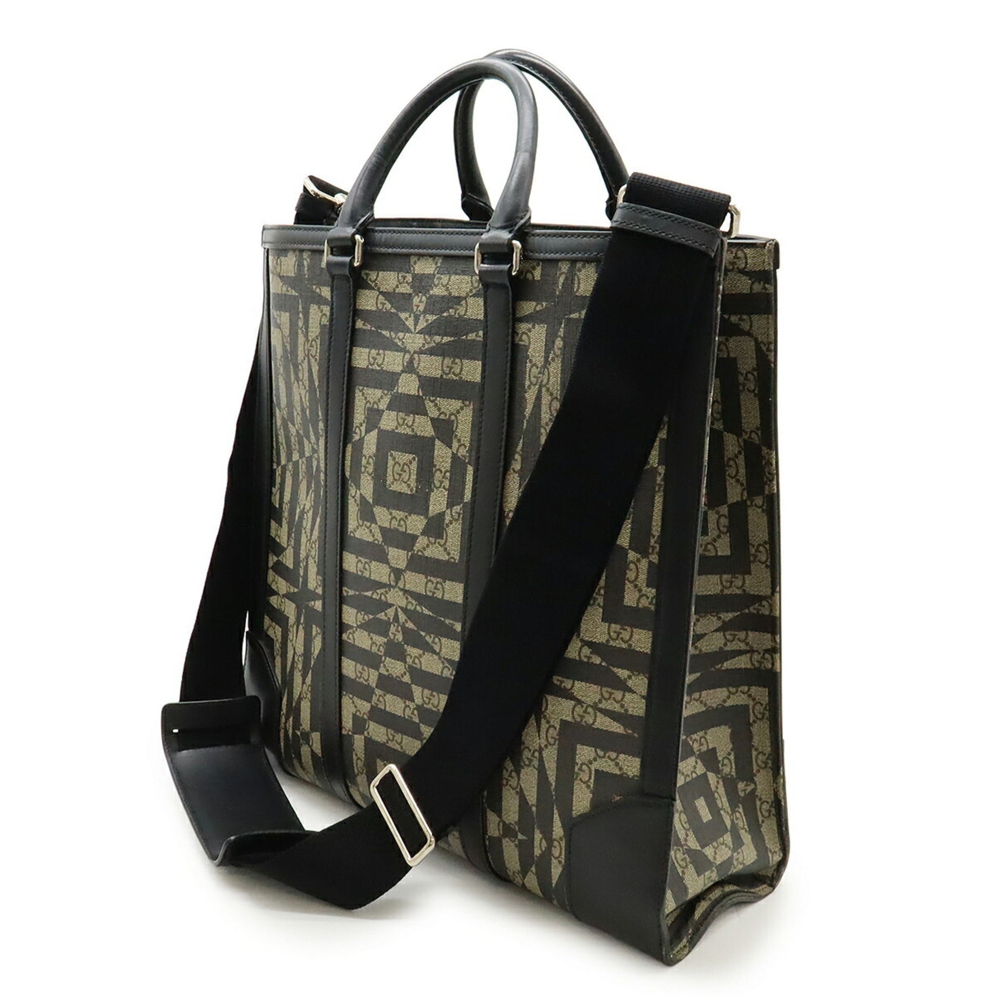 Gucci Beige Black Gg Supreme Leather Shoulder Bag Tote Bag