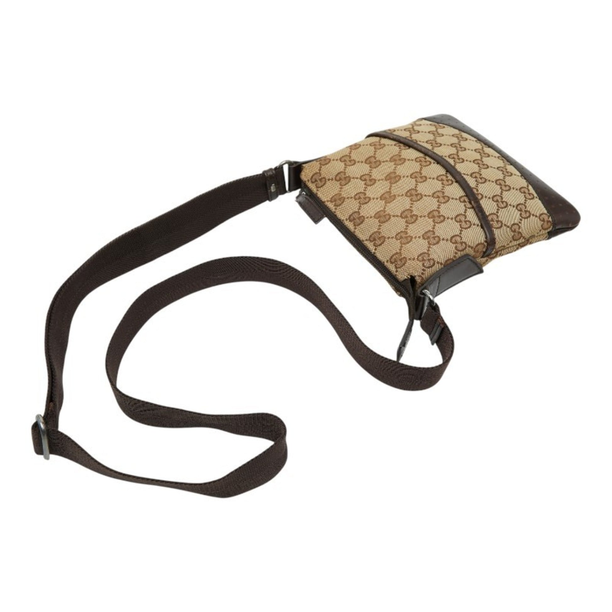 Gucci Gg Canvas Beige Brown Gg Canvas Leather Shoulder Bag