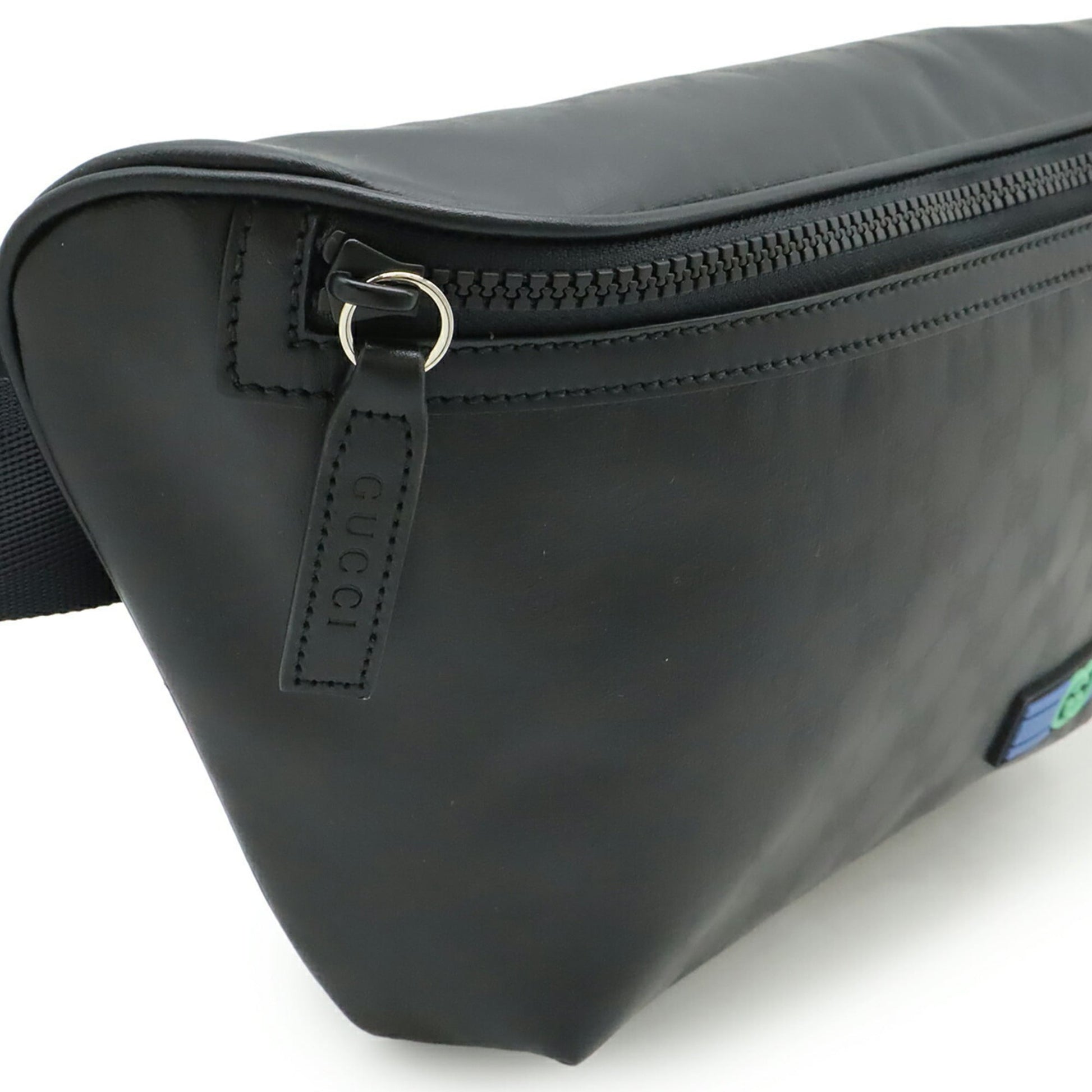 Gucci Black Blue Green Vinyl Leather Fanny Pack