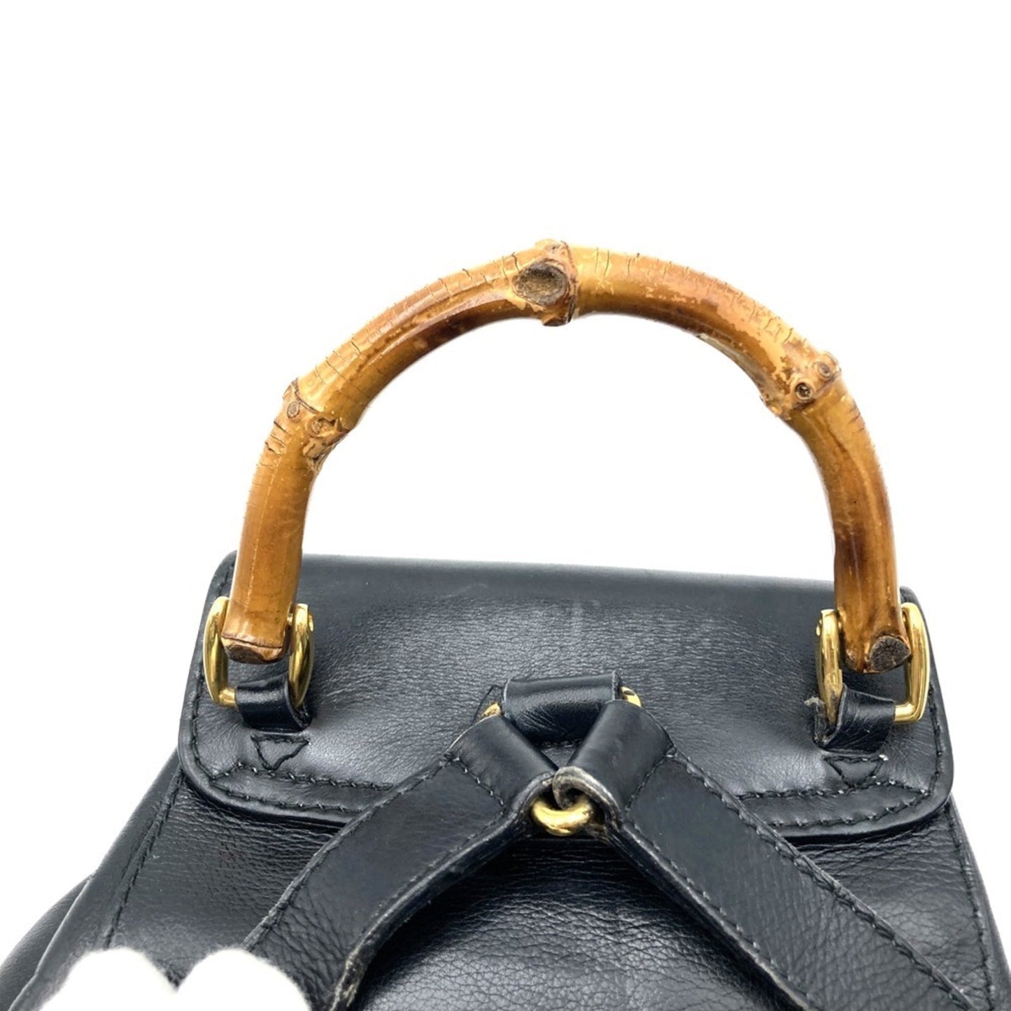 Gucci Black Leather Bamboo Backpack