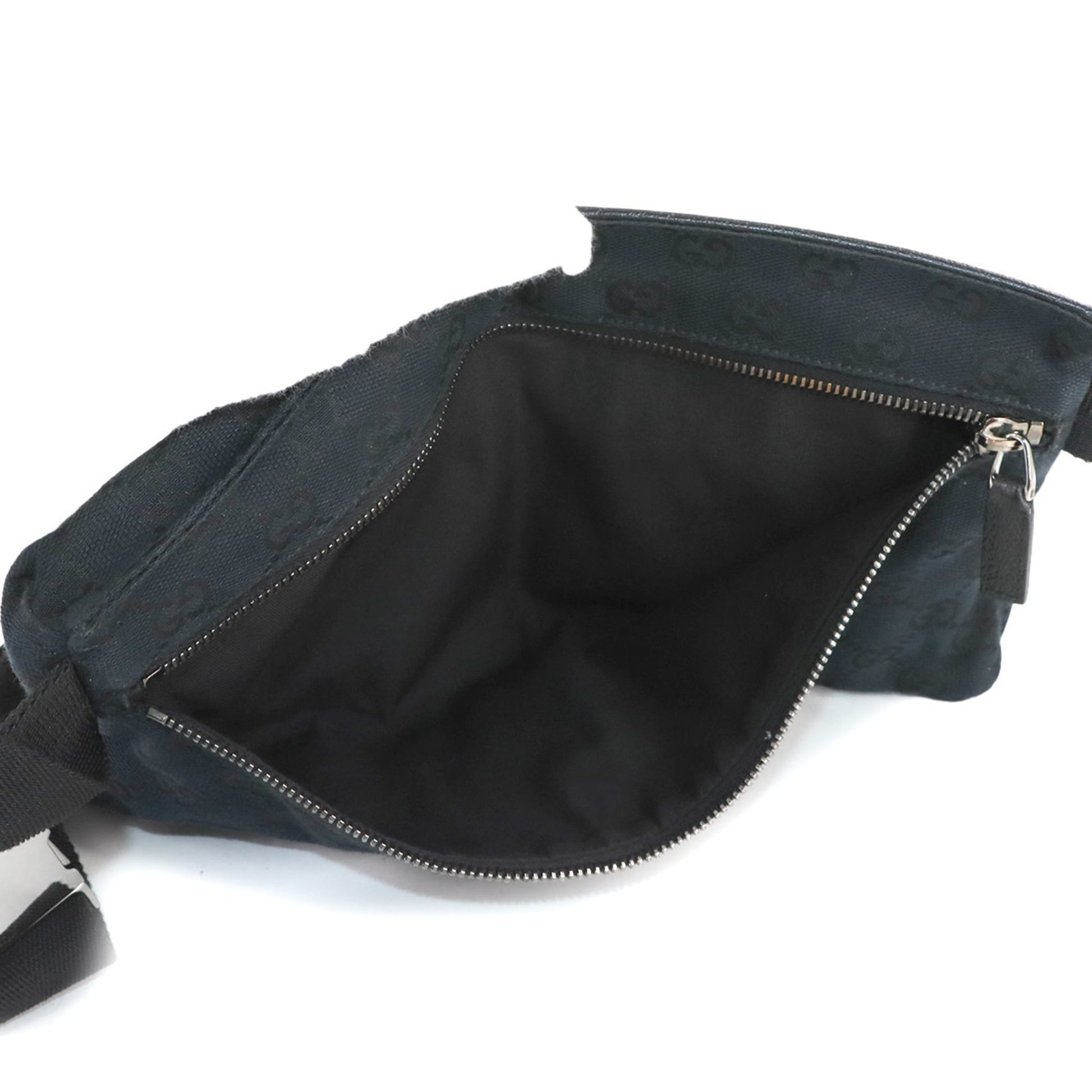 Gucci Black Gg Canvas Leather Fanny Pack