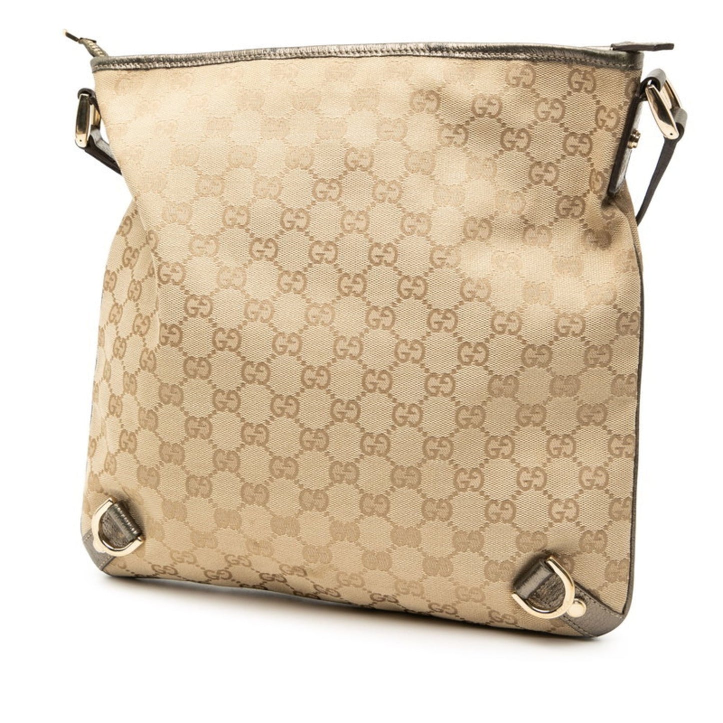 Gucci Beige Brown Canvas Leather Shoulder Bag