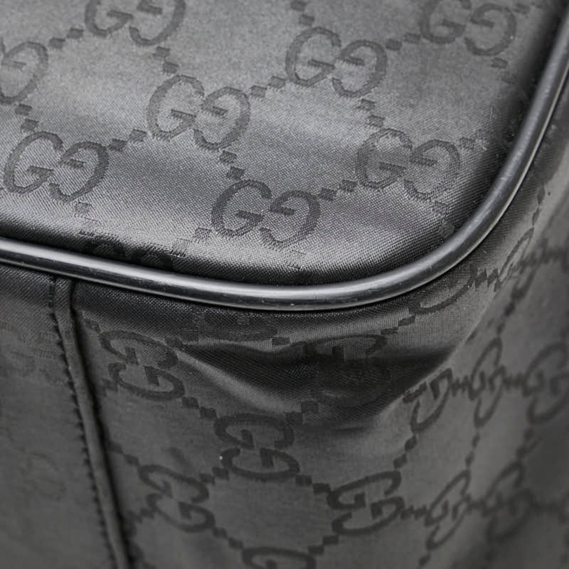 Gucci Black Nylon Leather Boston Bag