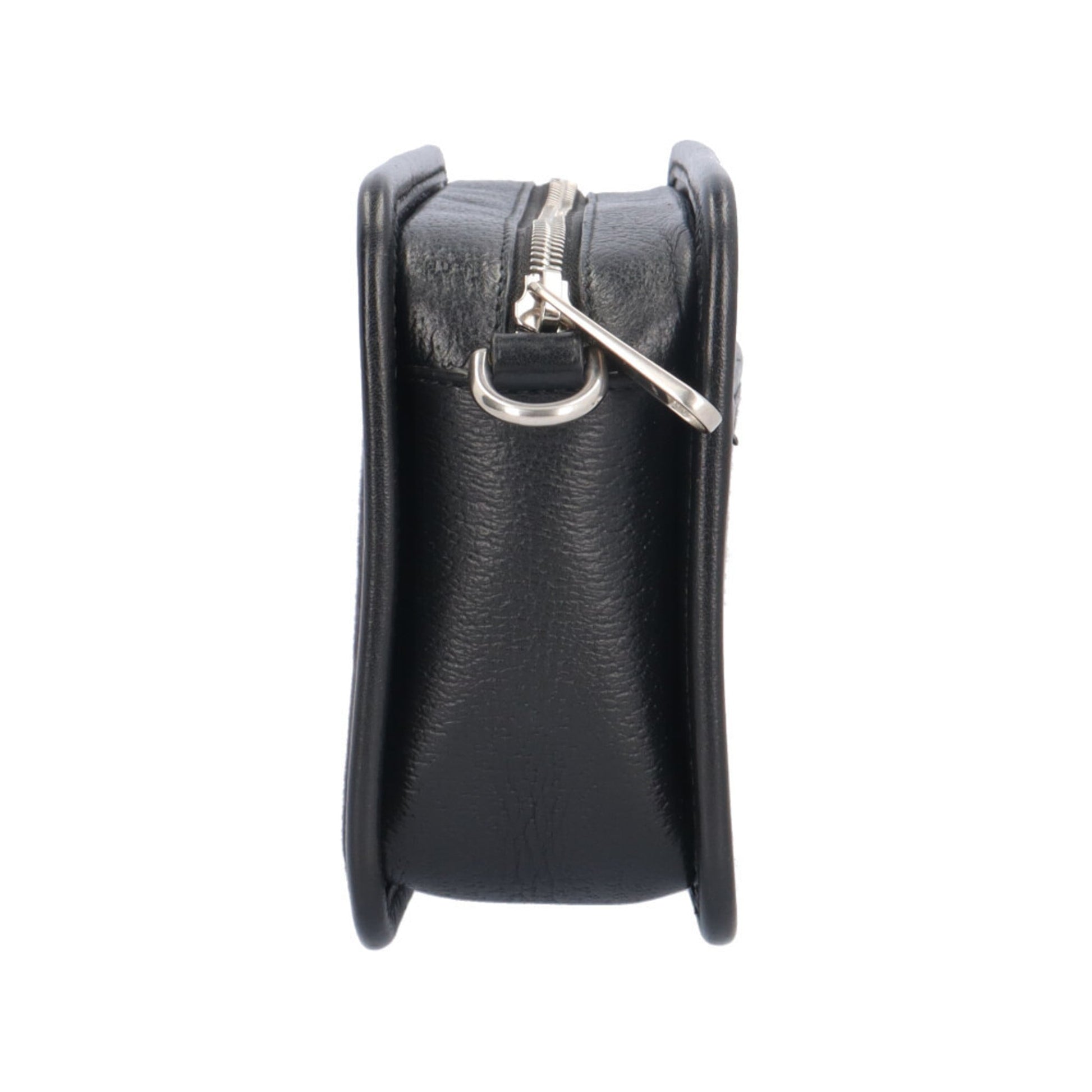 Gucci Black Gg Canvas Leather Shoulder Bag