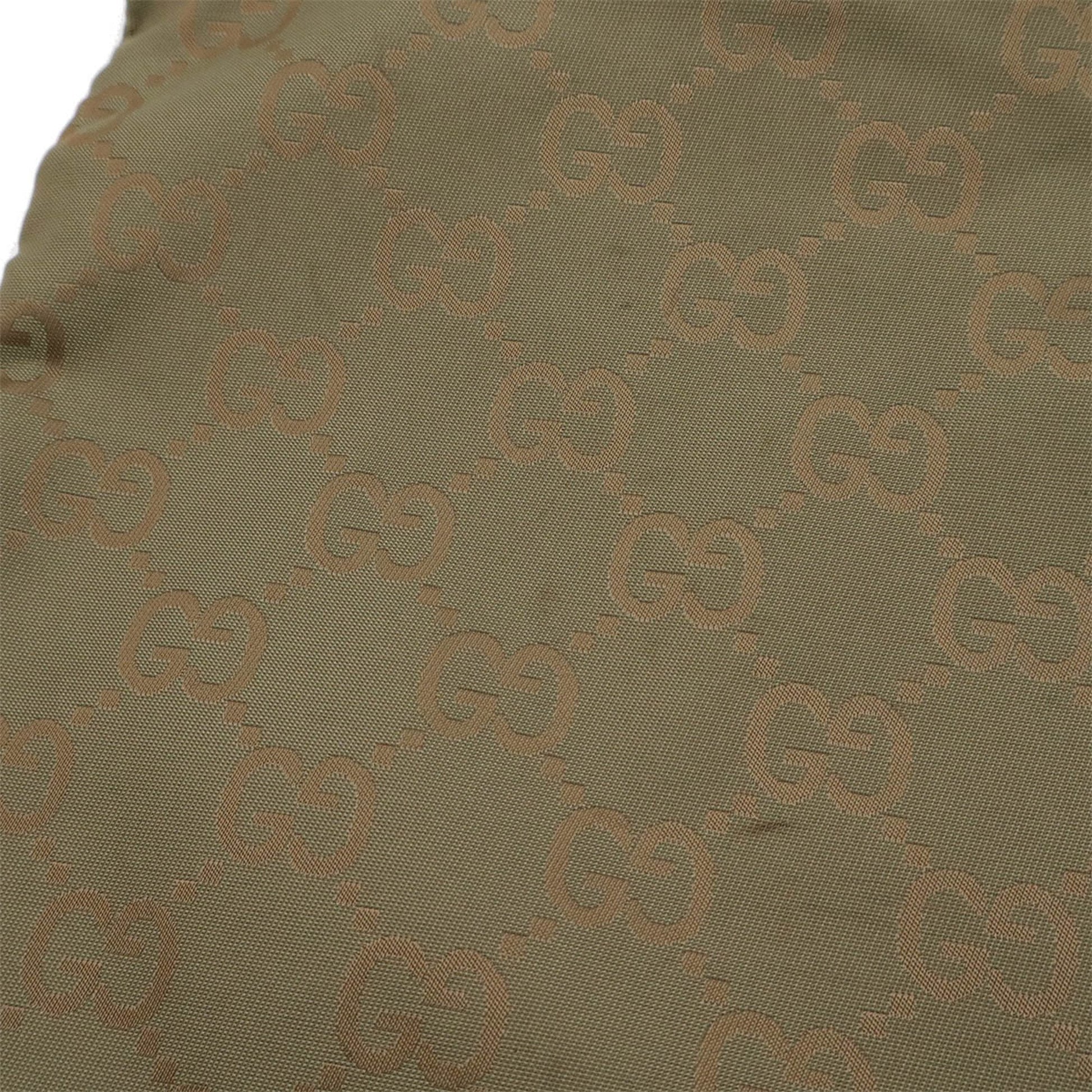 Gucci Green Khaki Nylon Leather Clutch Bag Pouch