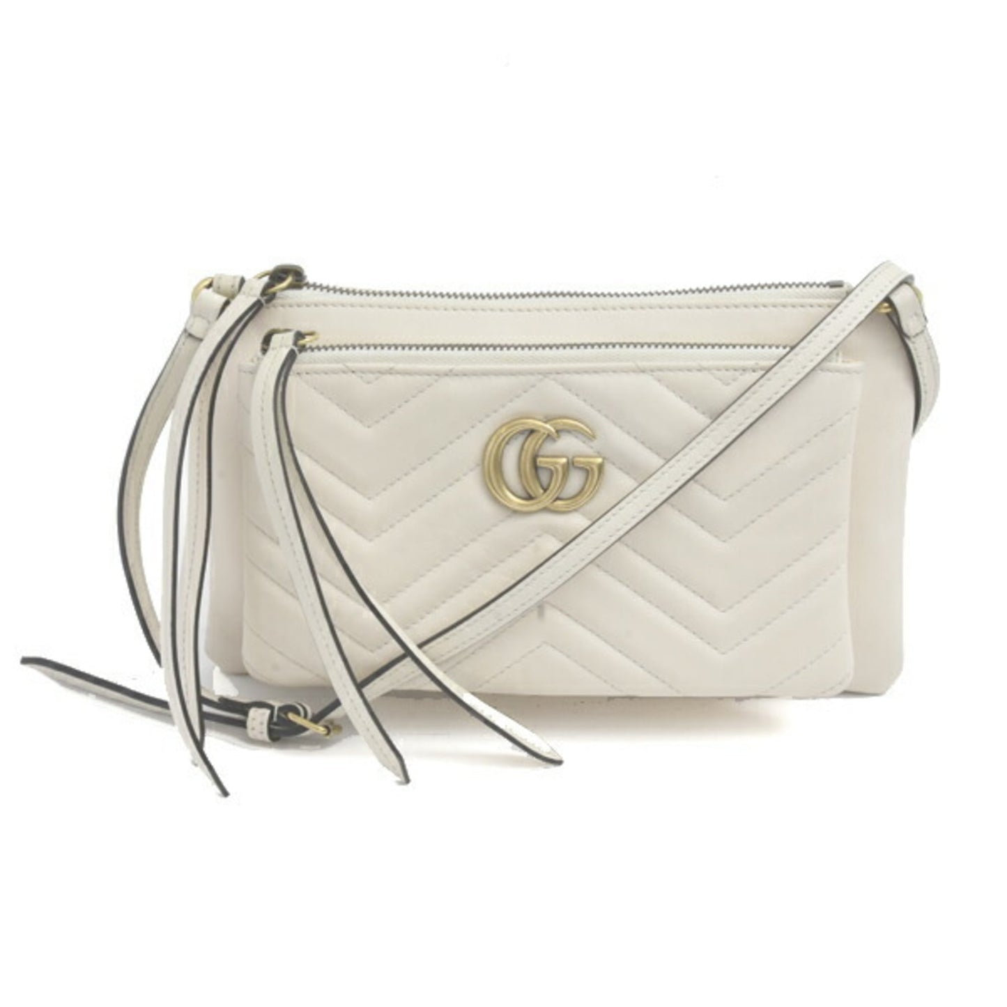 Gucci White Leather Pochette Pouch Shoulder Bag