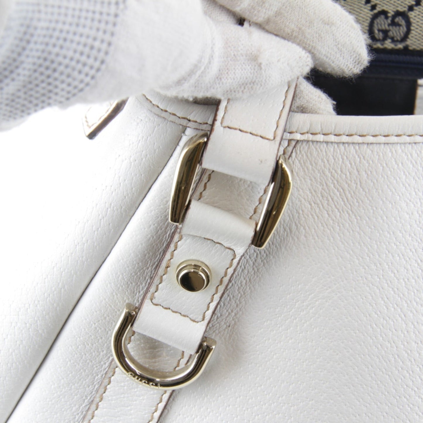 Gucci White Leather Tote Bag