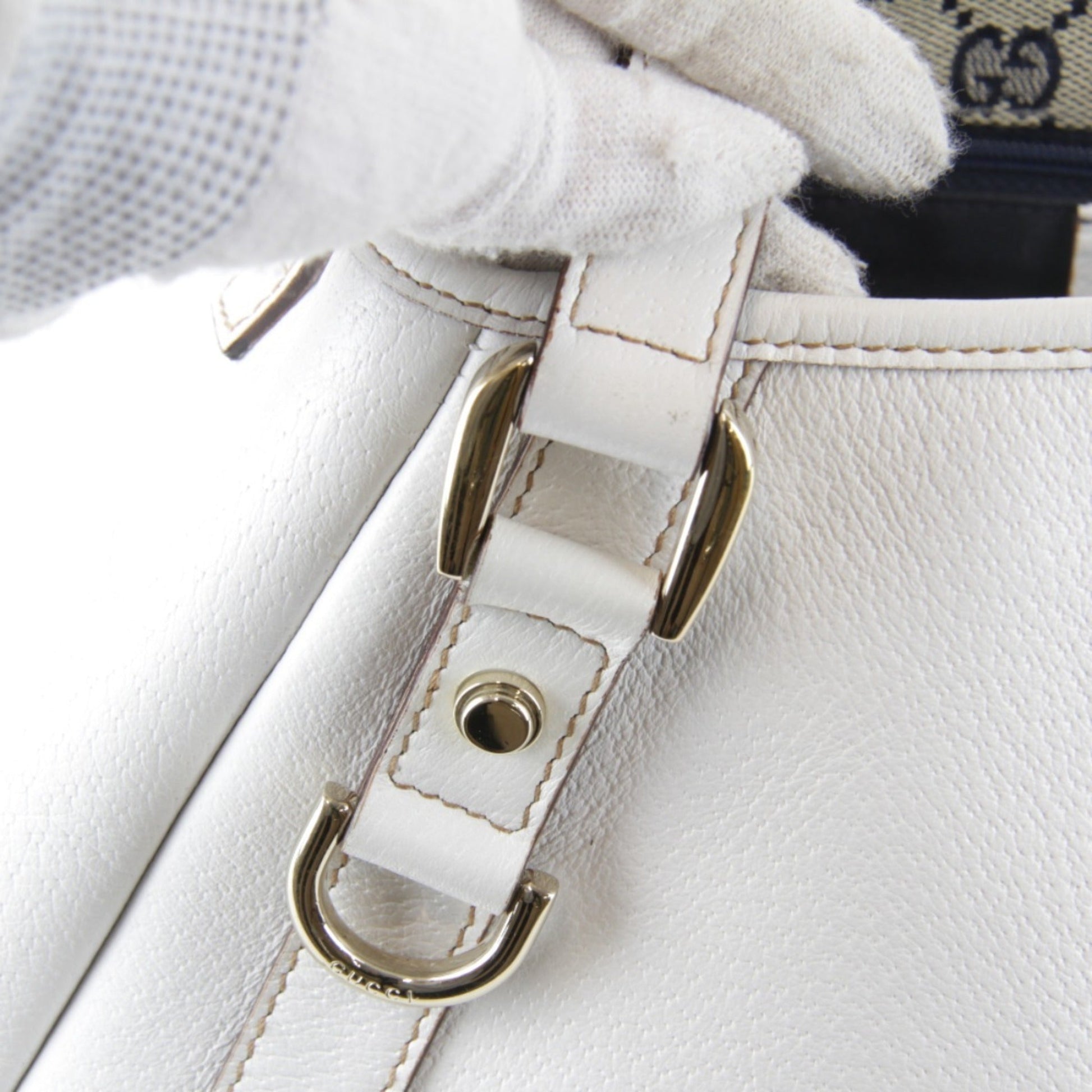 Gucci White Leather Tote Bag