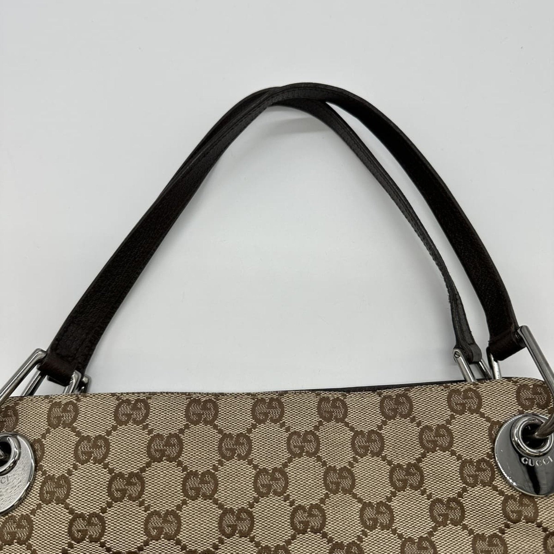 Gucci Gg Canvas Beige Gg Canvas Leather Shoulder Bag Tote Bag