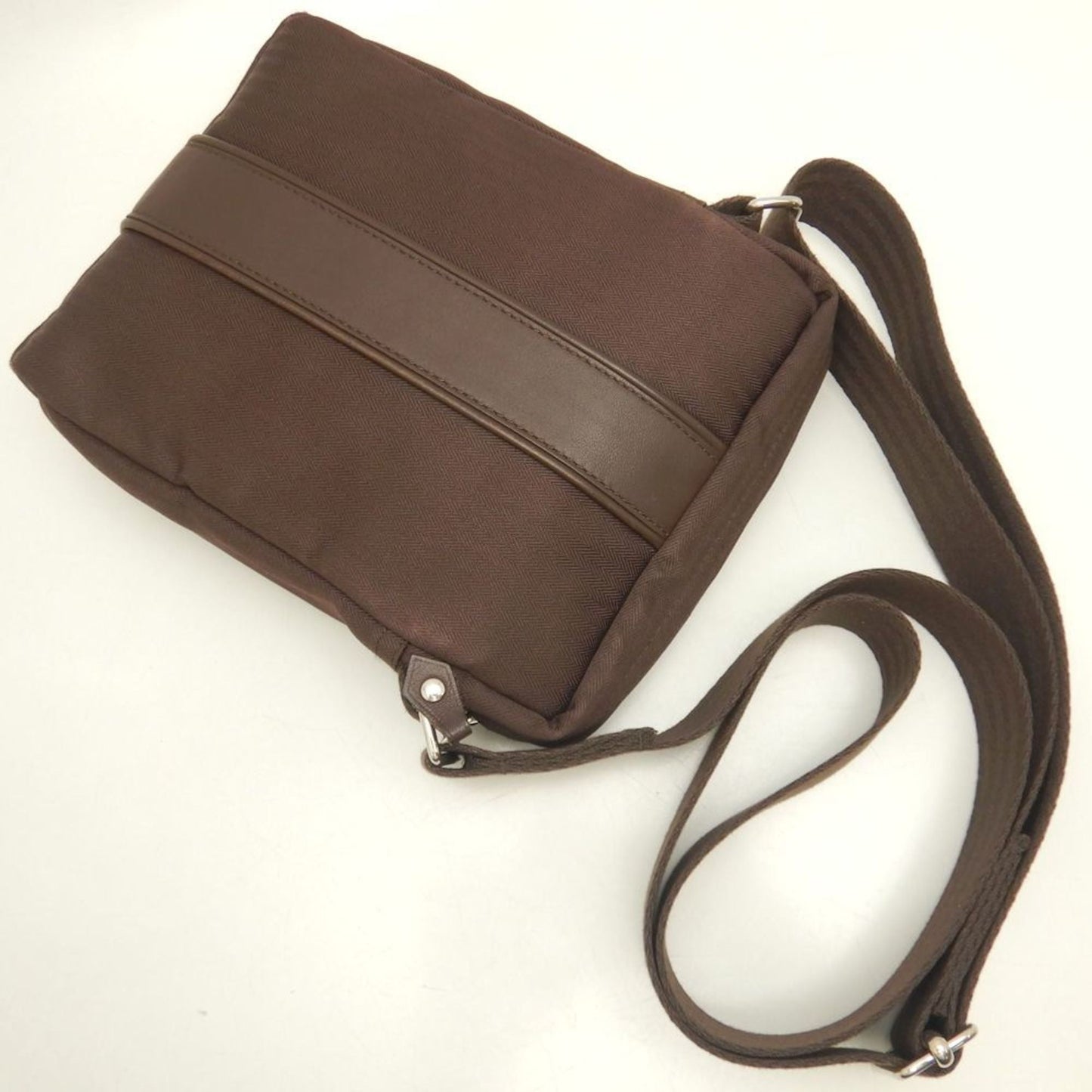 Hermes Dark Toile Chevron Shoulder Bag Brown