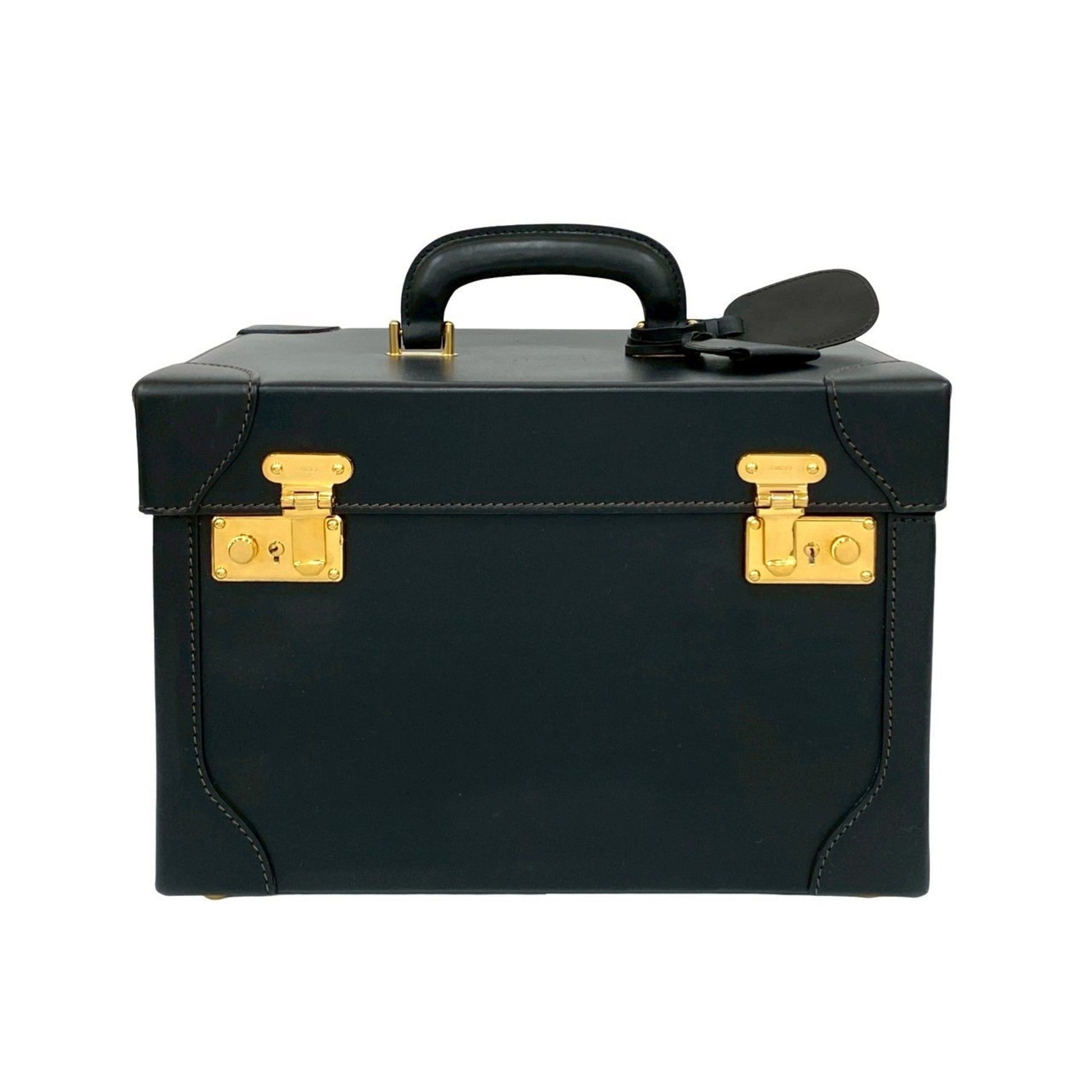 Gucci Black Leather Handbag Vanity Bag