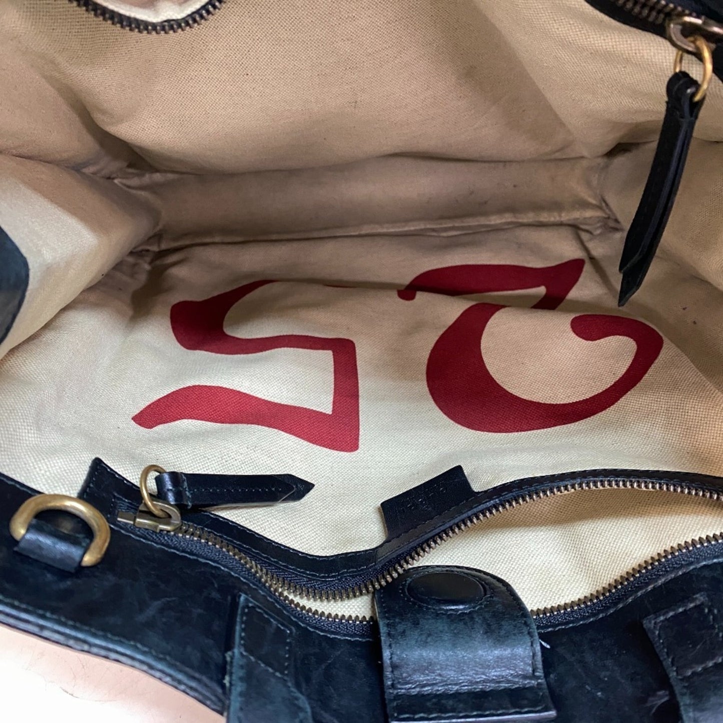 Gucci Beige Black Pvc Leather Tote Bag