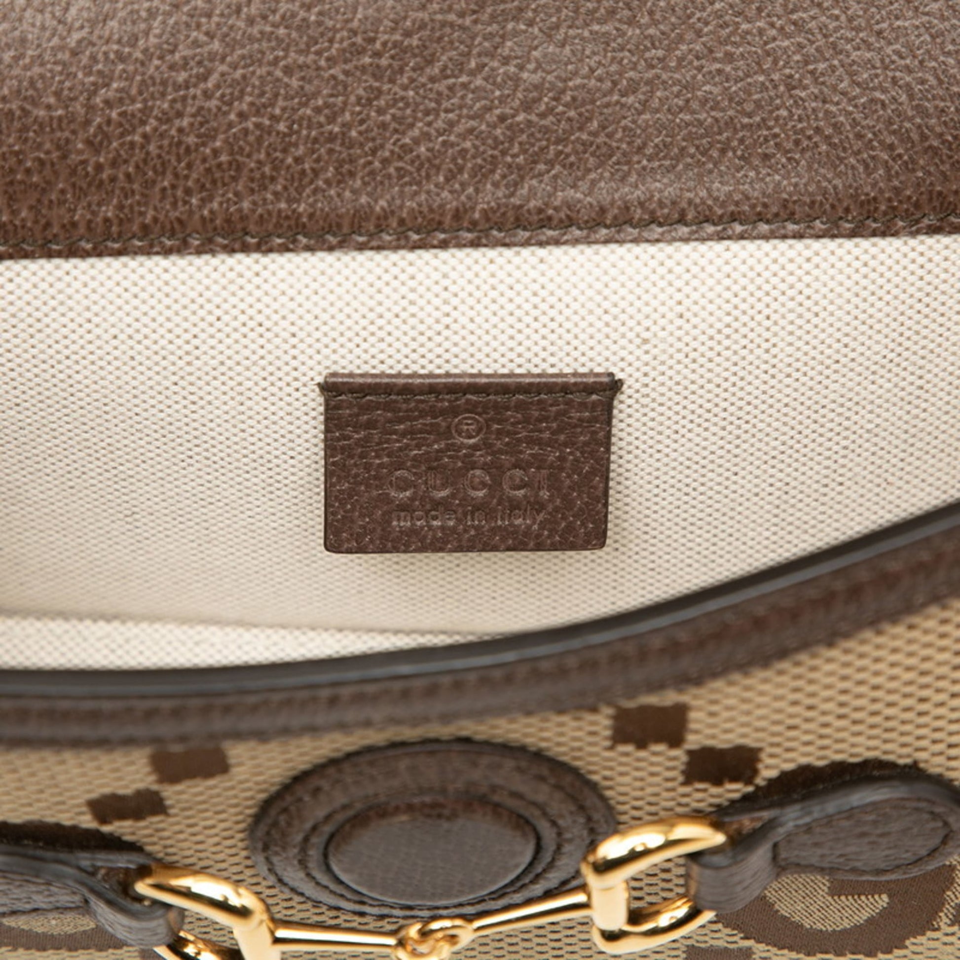 Gucci Brown Canvas Leather Shoulder Bag