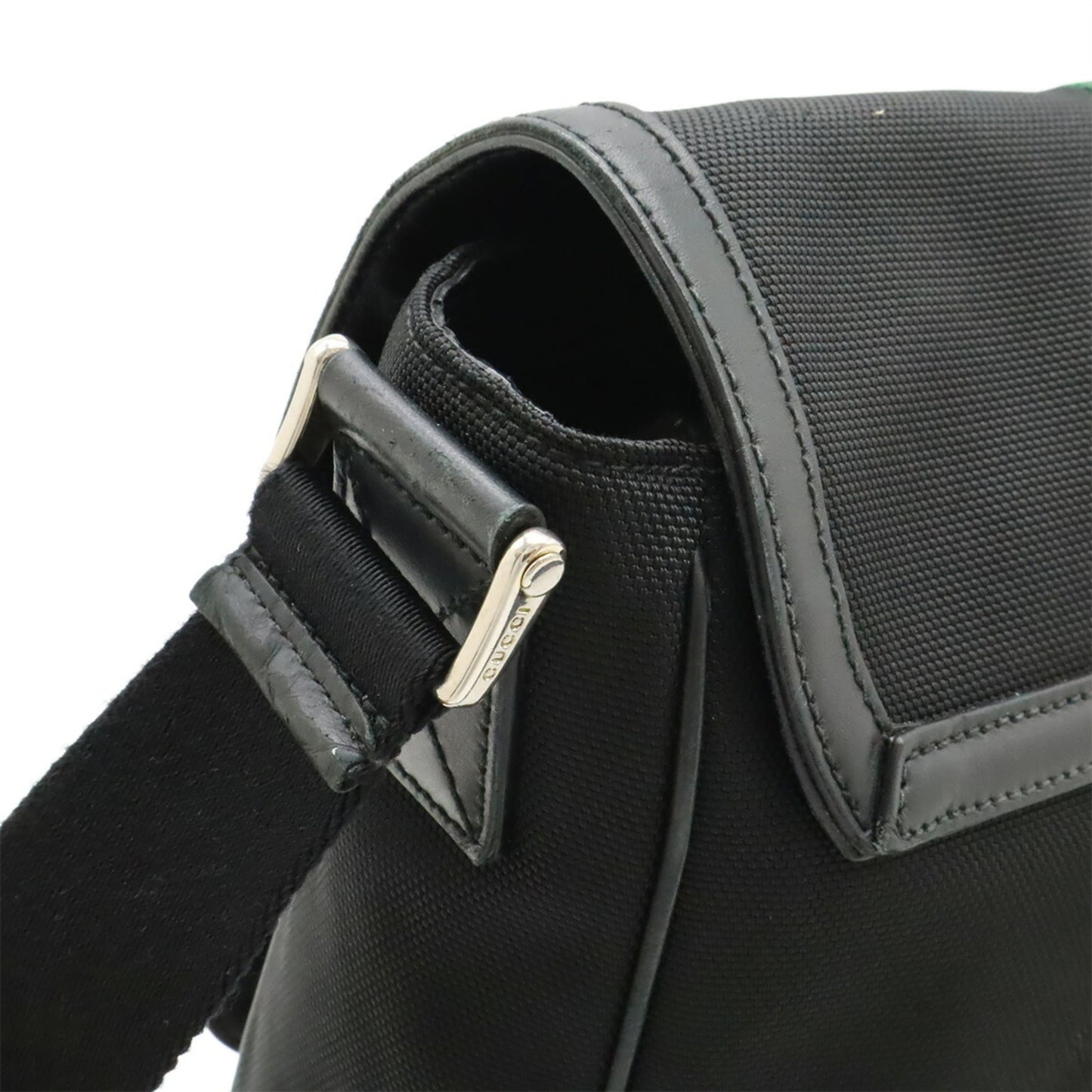 Gucci Sherry Line Black Green Red Color Nylon Canvas Shoulder Bag