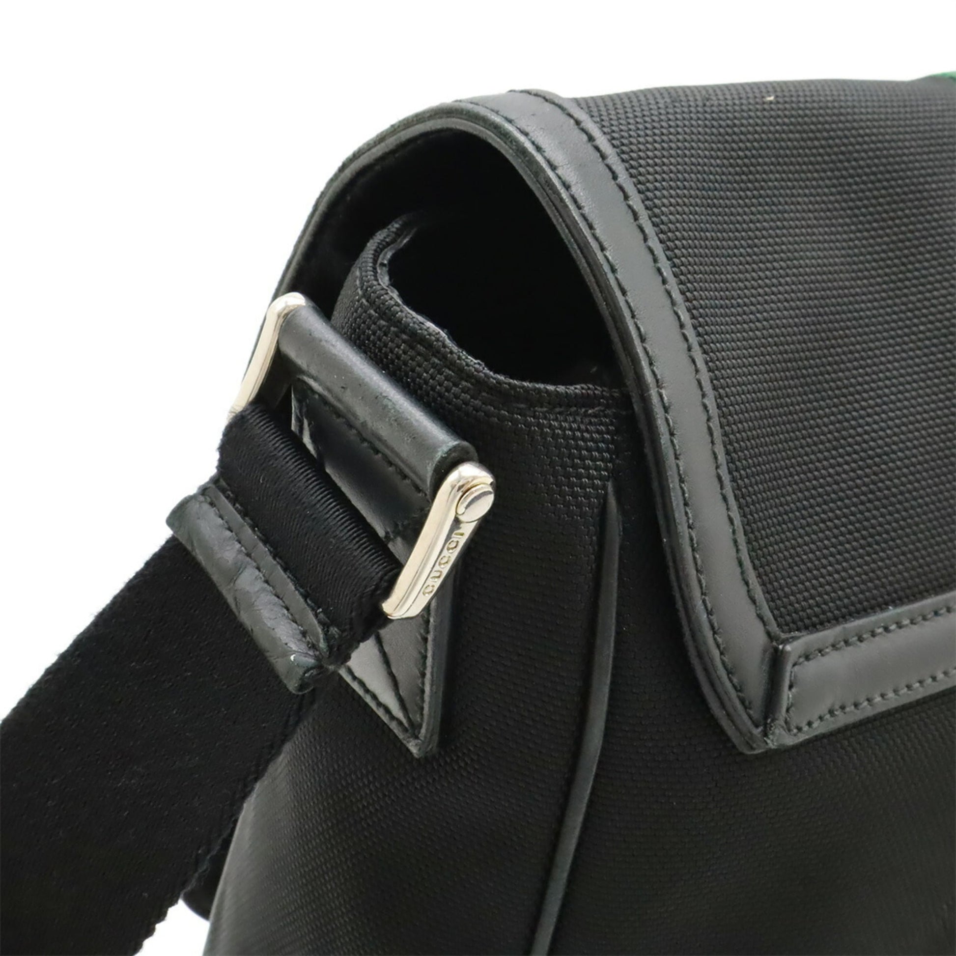 Gucci Sherry Line Black Green Red Color Nylon Canvas Shoulder Bag