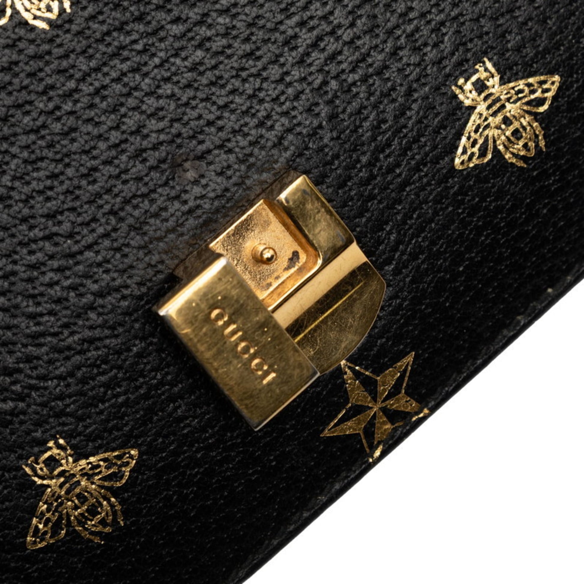 Gucci Black Multi-Color Leather Handbag