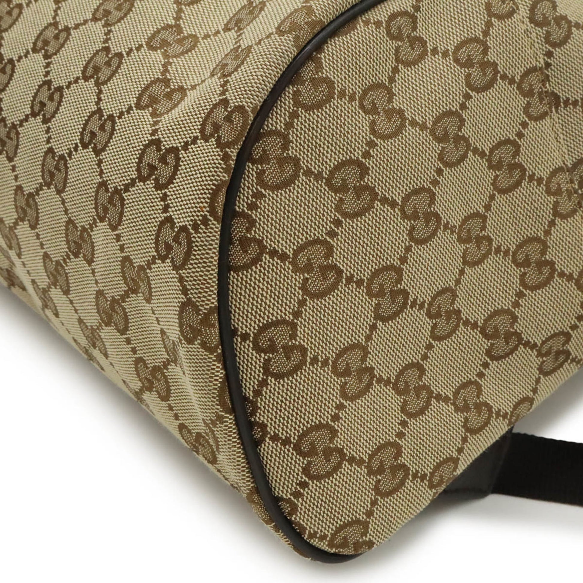 Gucci Gg Canvas Beige Dark Brown Gg Canvas Leather Backpack