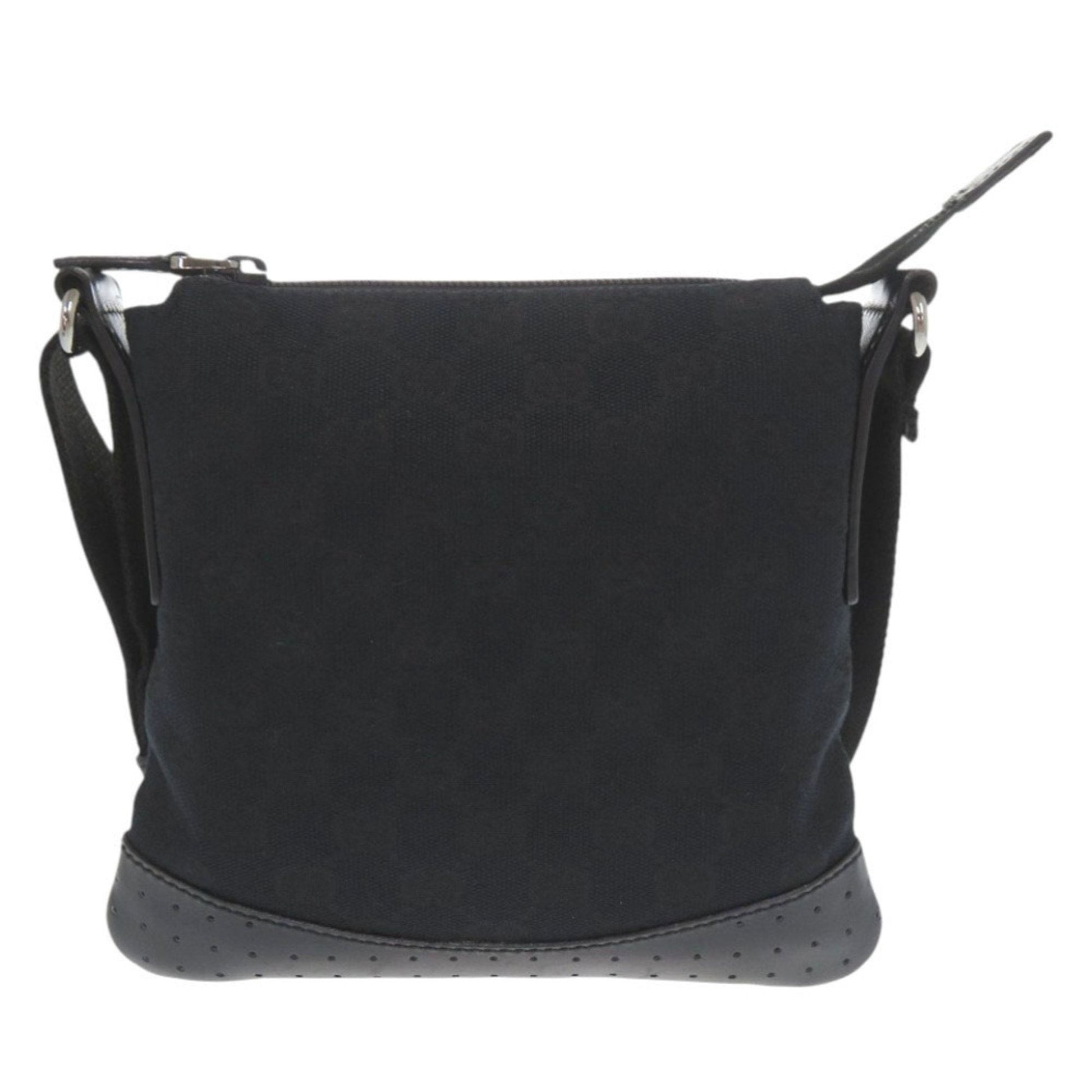 Gucci Gg Canvas Black Gg Canvas Leather Shoulder Bag