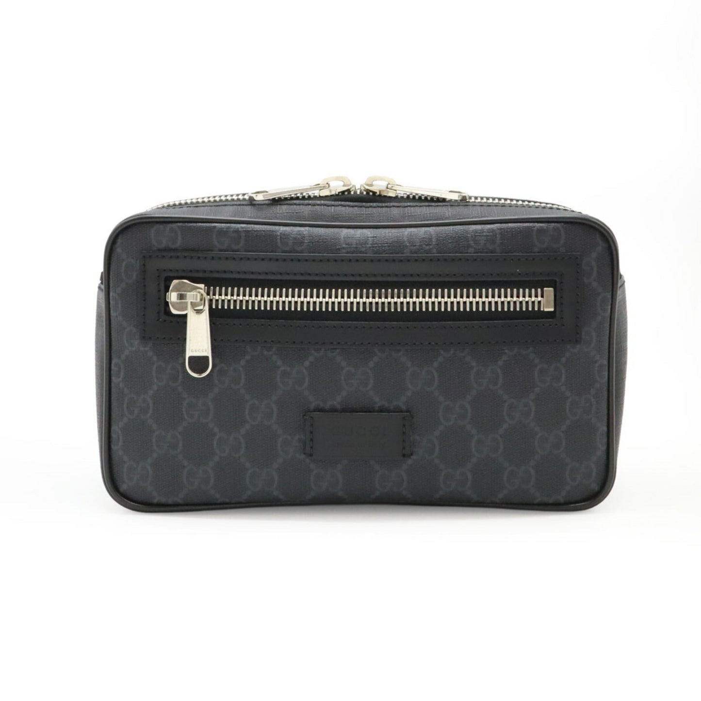 Gucci Black Dark Gray Navy Pvc Leather Fanny Pack