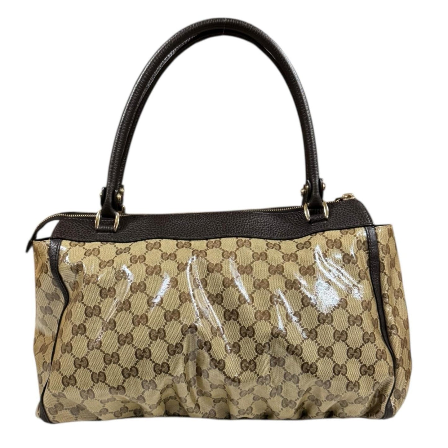 Gucci Brown Pvc Coated Canvas Tote Bag