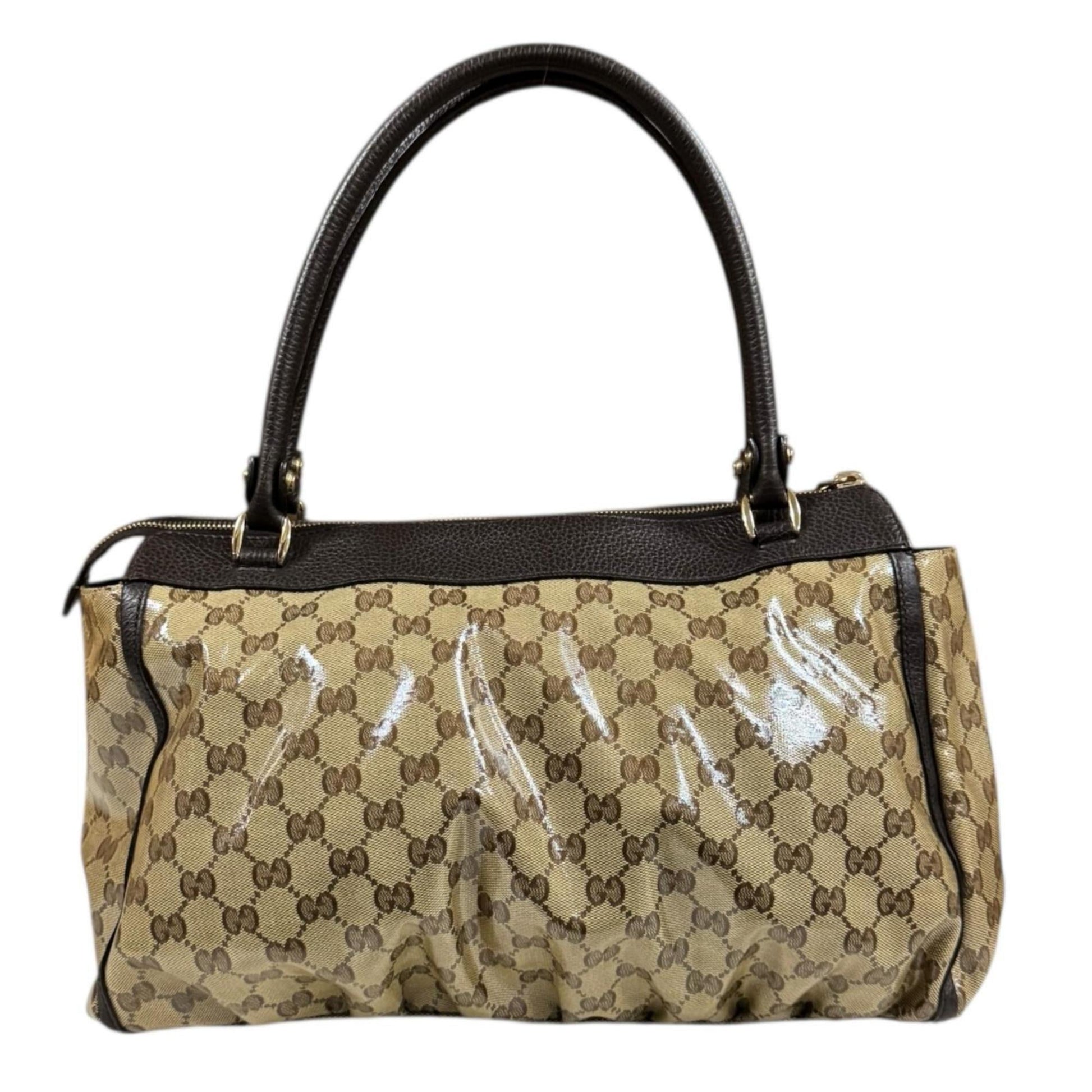 Gucci Brown Pvc Coated Canvas Tote Bag