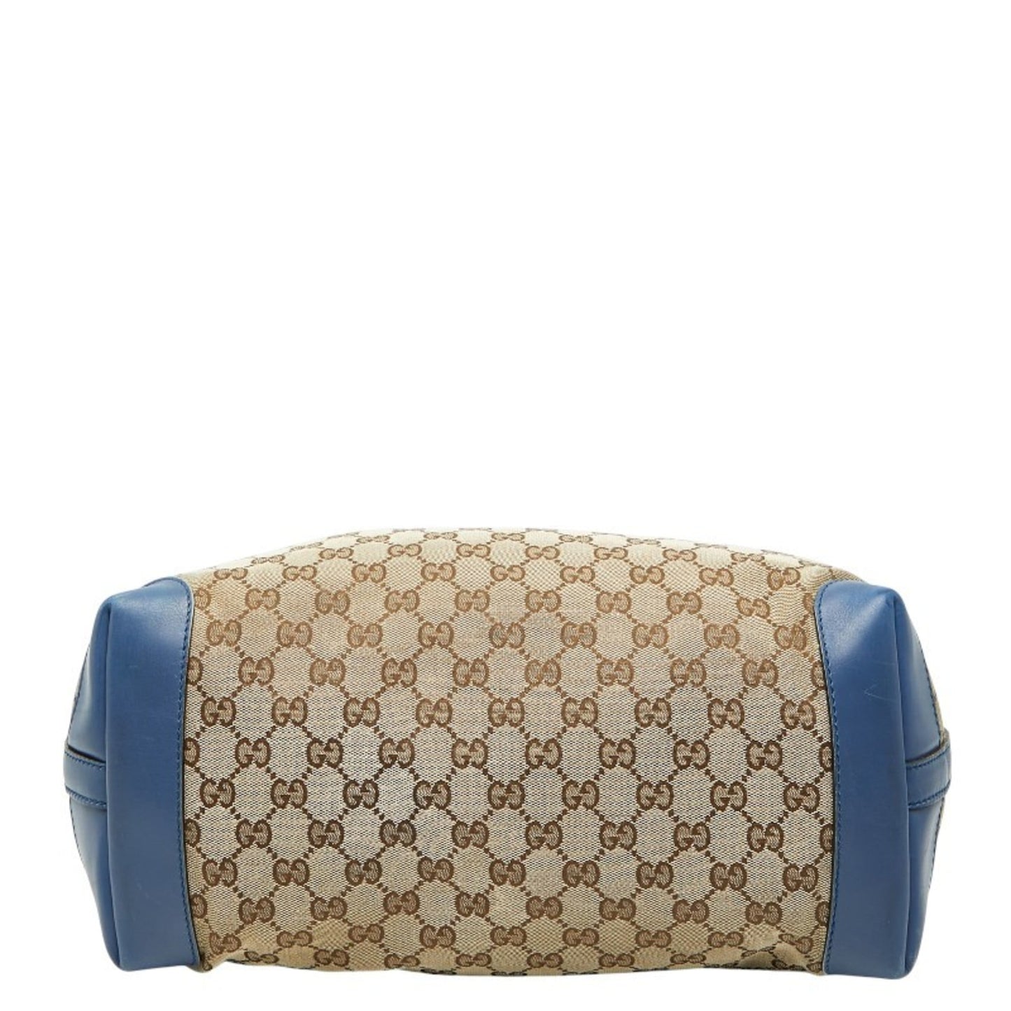 Gucci Beige Blue Canvas Leather Tote Bag