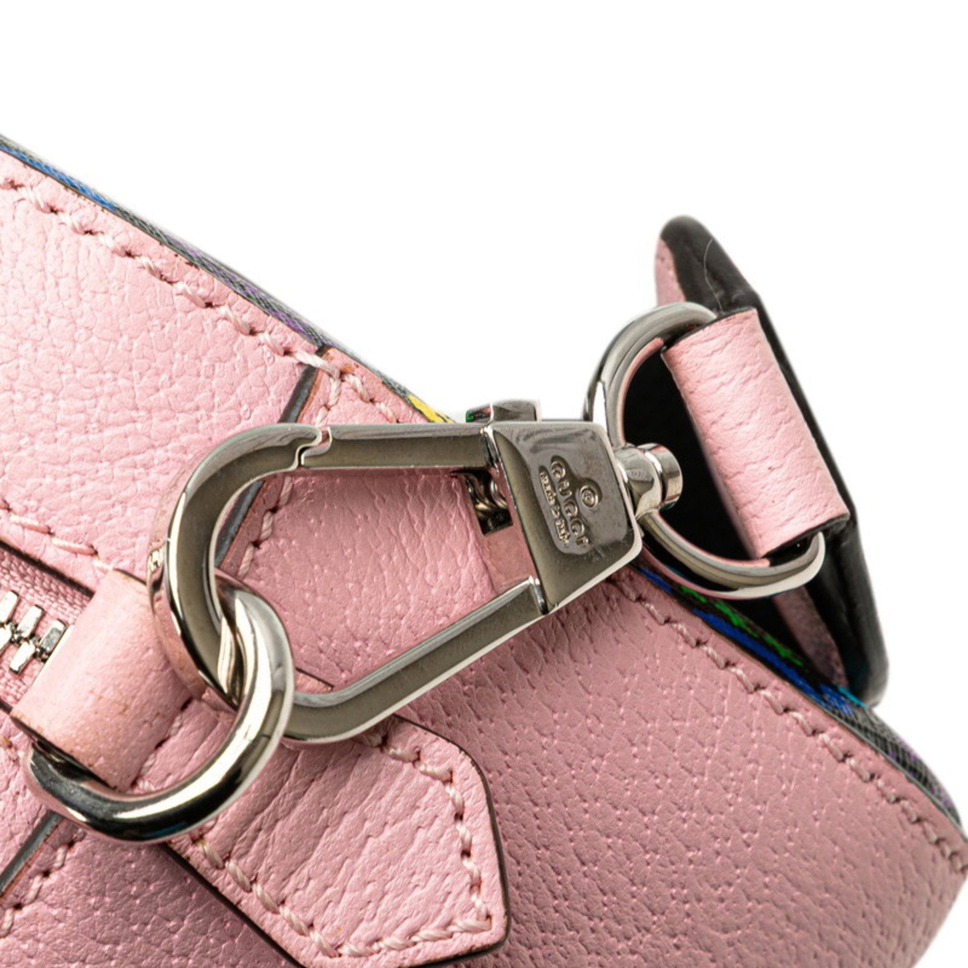Gucci Black Multi-Color Pink Pvc Leather Shoulder Bag