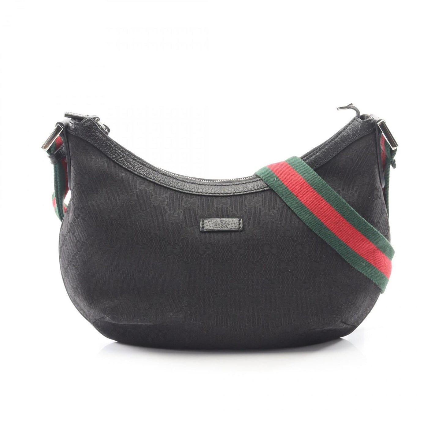 Gucci Black Gg Canvas Leather Shoulder Bag