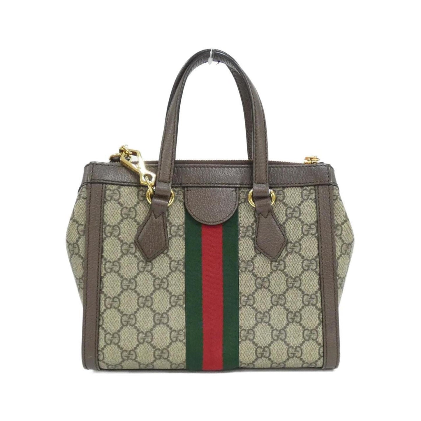 Gucci Beige Brown Gg Supreme Canvas Leather Handbag